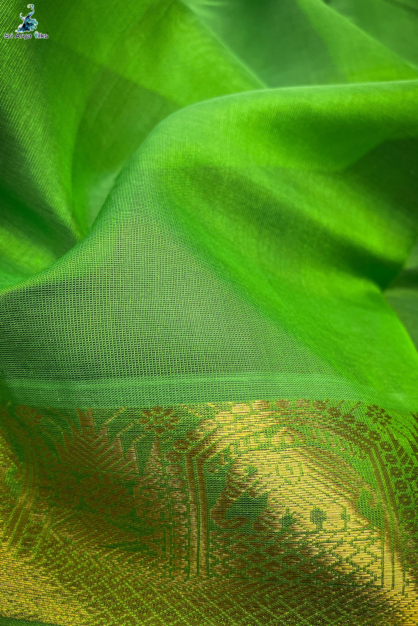 Brinjal and Green Silk cotton Saree