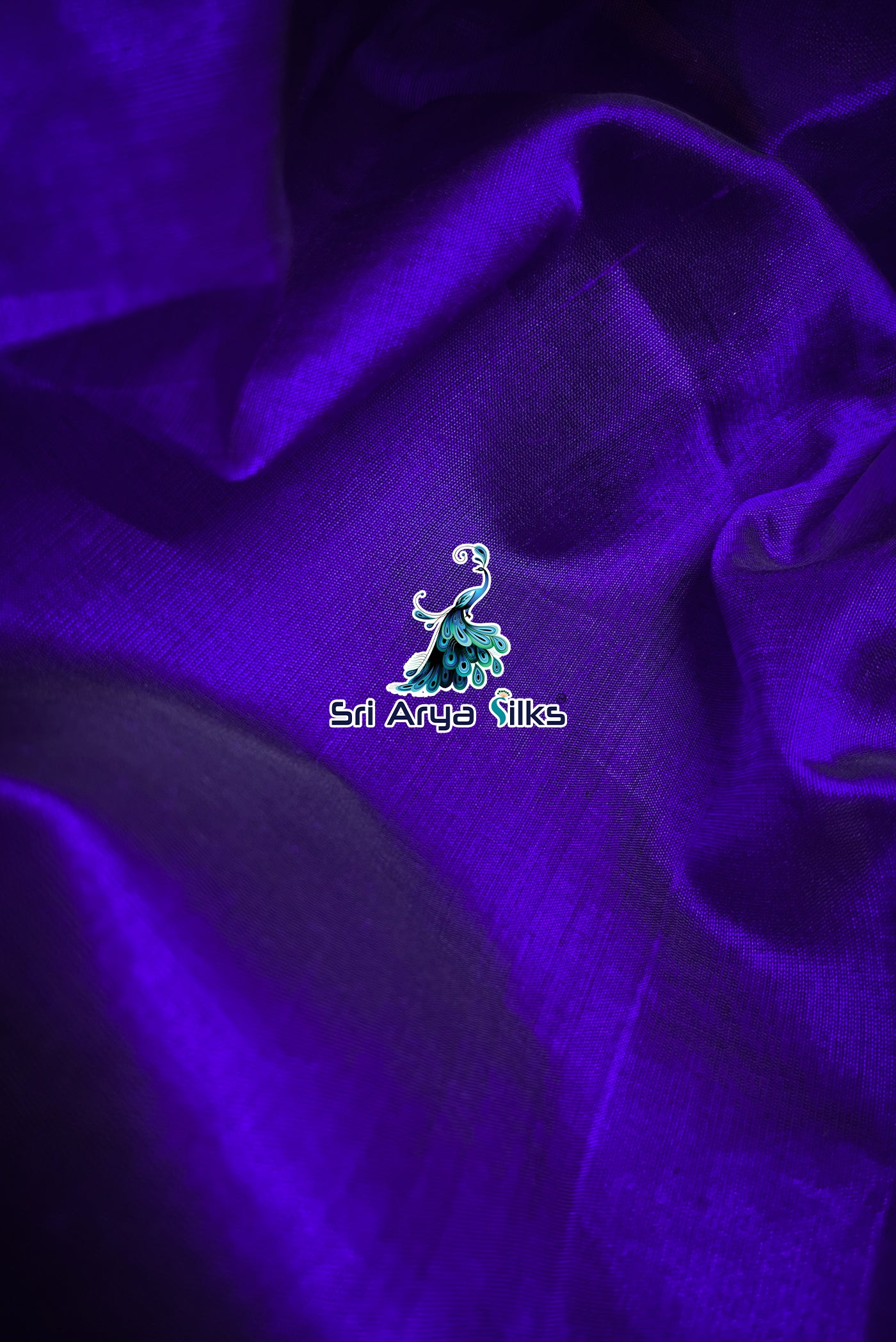 Navy Blue Korvai Silk Cotton Saree With Plain Pattern