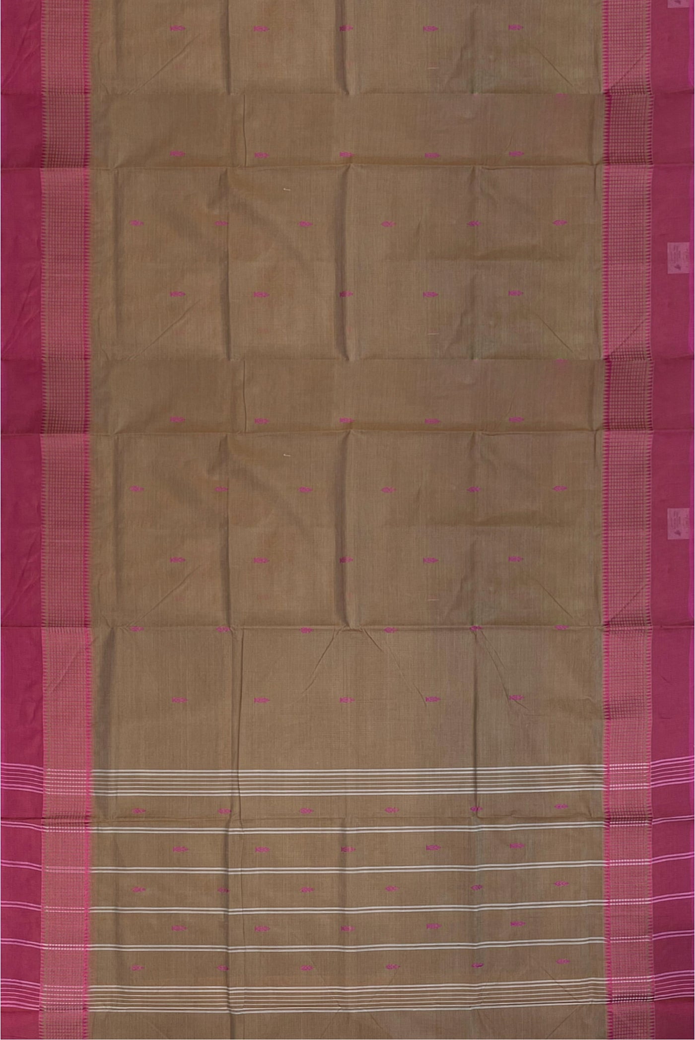 Light Brown Cotton Saree With Buttas Pattern