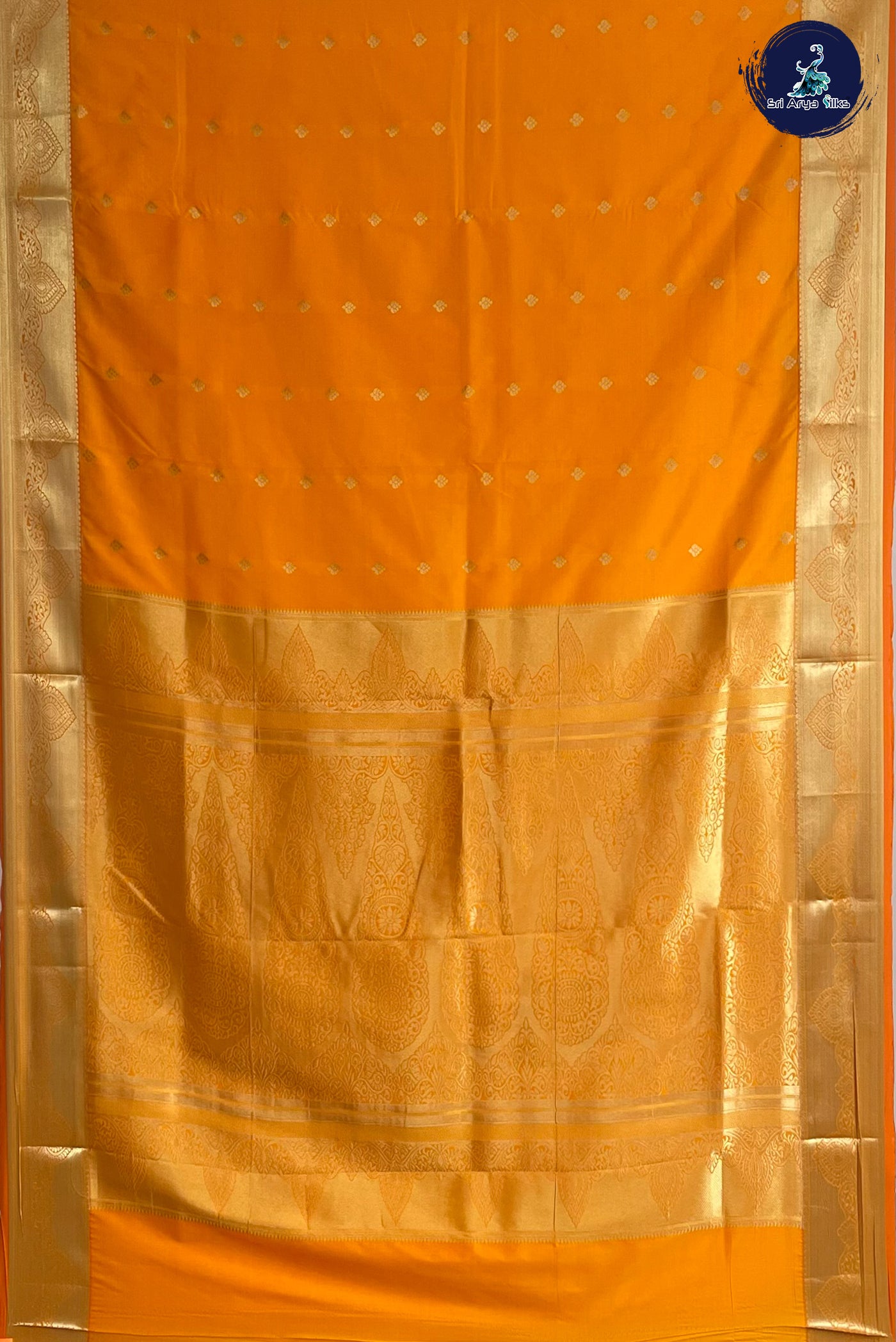 Mango Yellow Madisar Semi Silk Saree With Zari Buttas Pattern