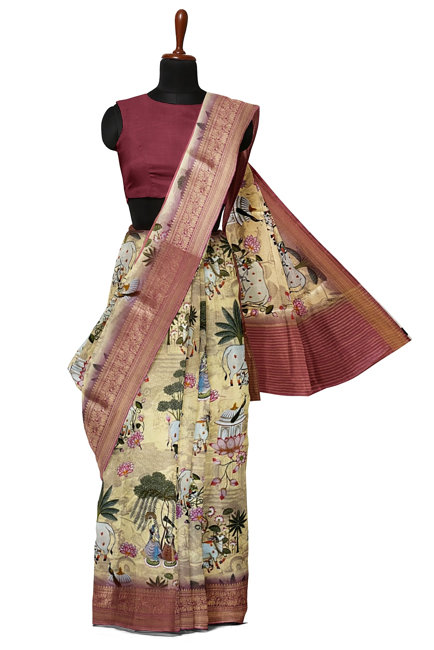 Peach and Baby pink Semi Dola saree