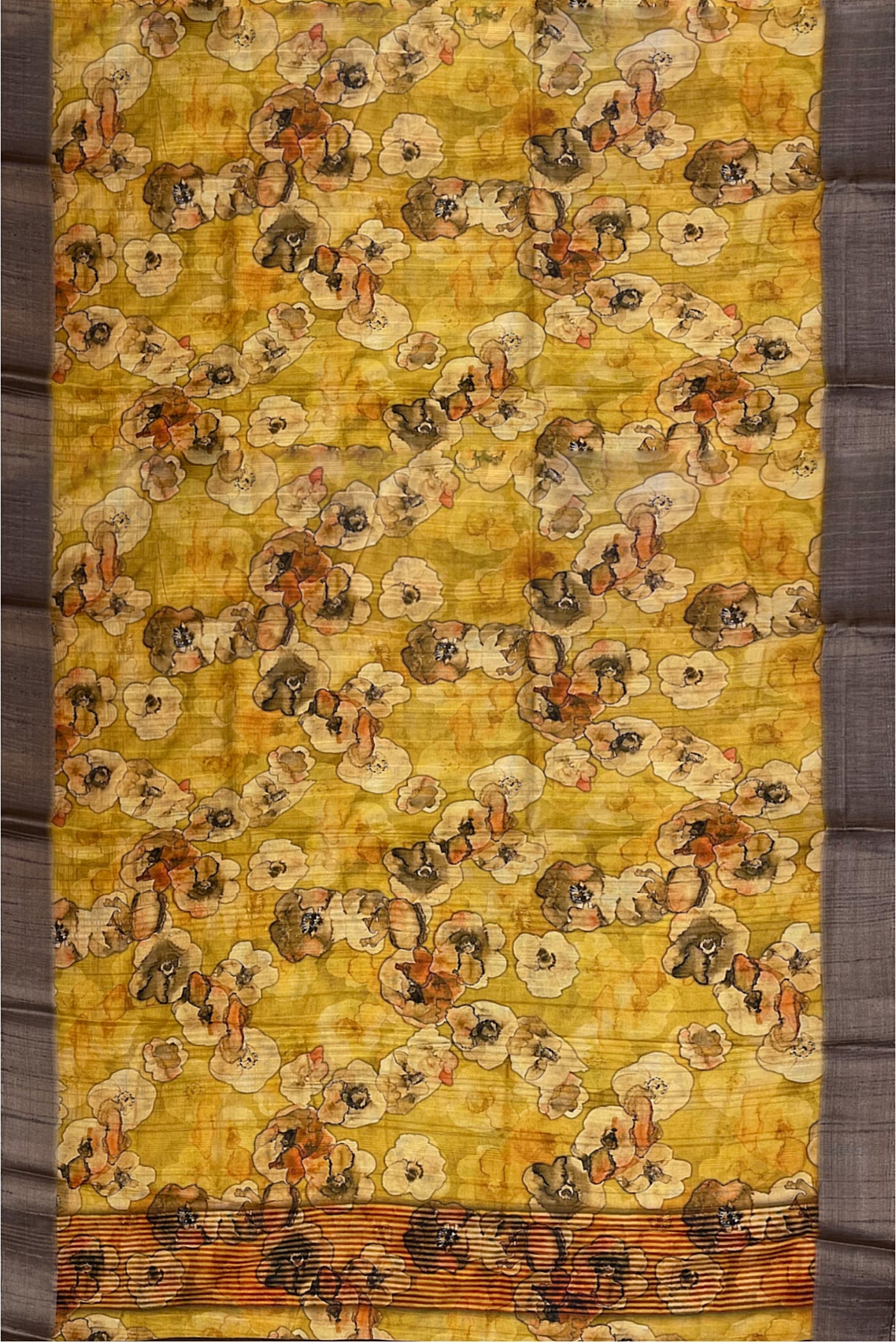 Yellow Office Wear Saree With Floral Pattern