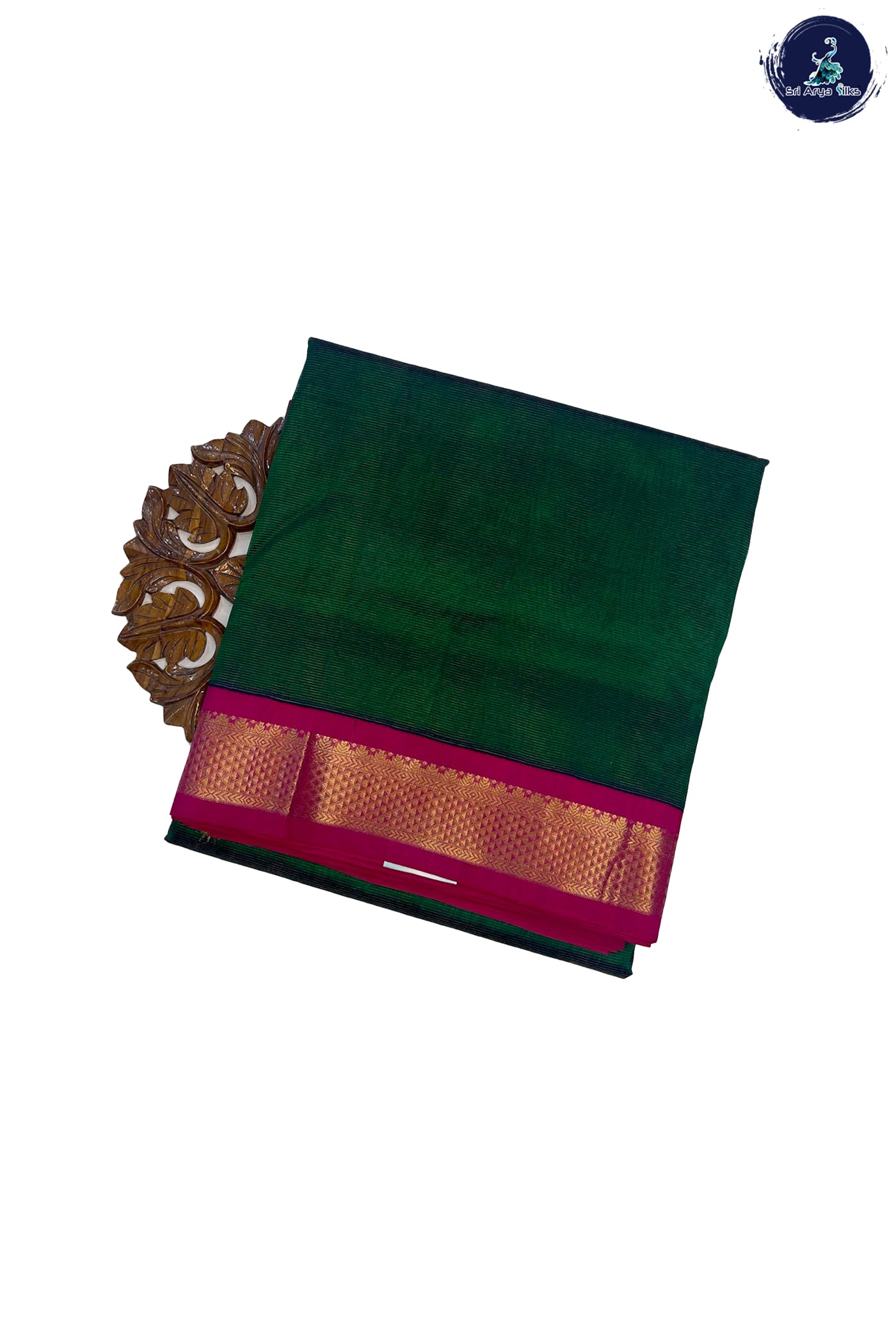 Green Vaira Oosi Saree With Vaira Oosi Pattern