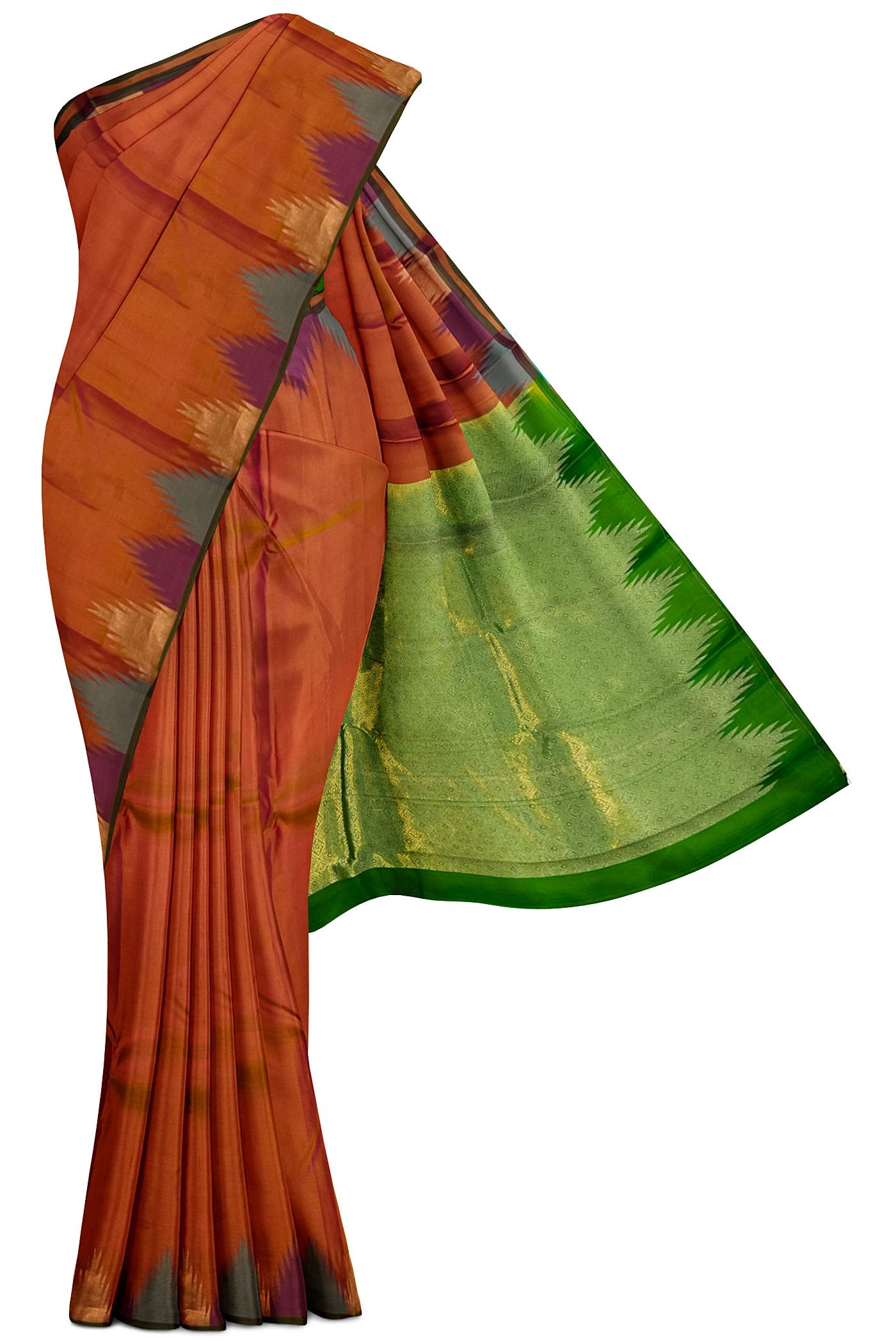 Lite Mustard Orange Light Weight Silk Saree With Plain Pattern