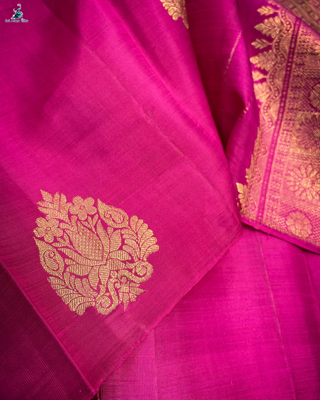 Purple and Pink Half and Half Pure Kanchipuram Silk Saree