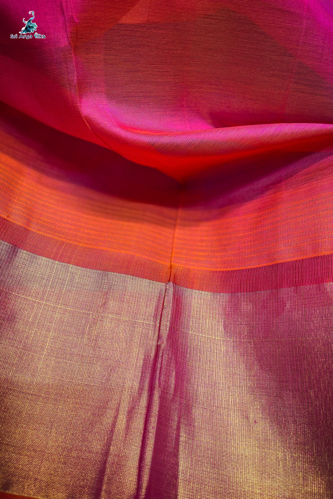 Navy Blue Korvai Silk Cotton Saree With Plain Pattern