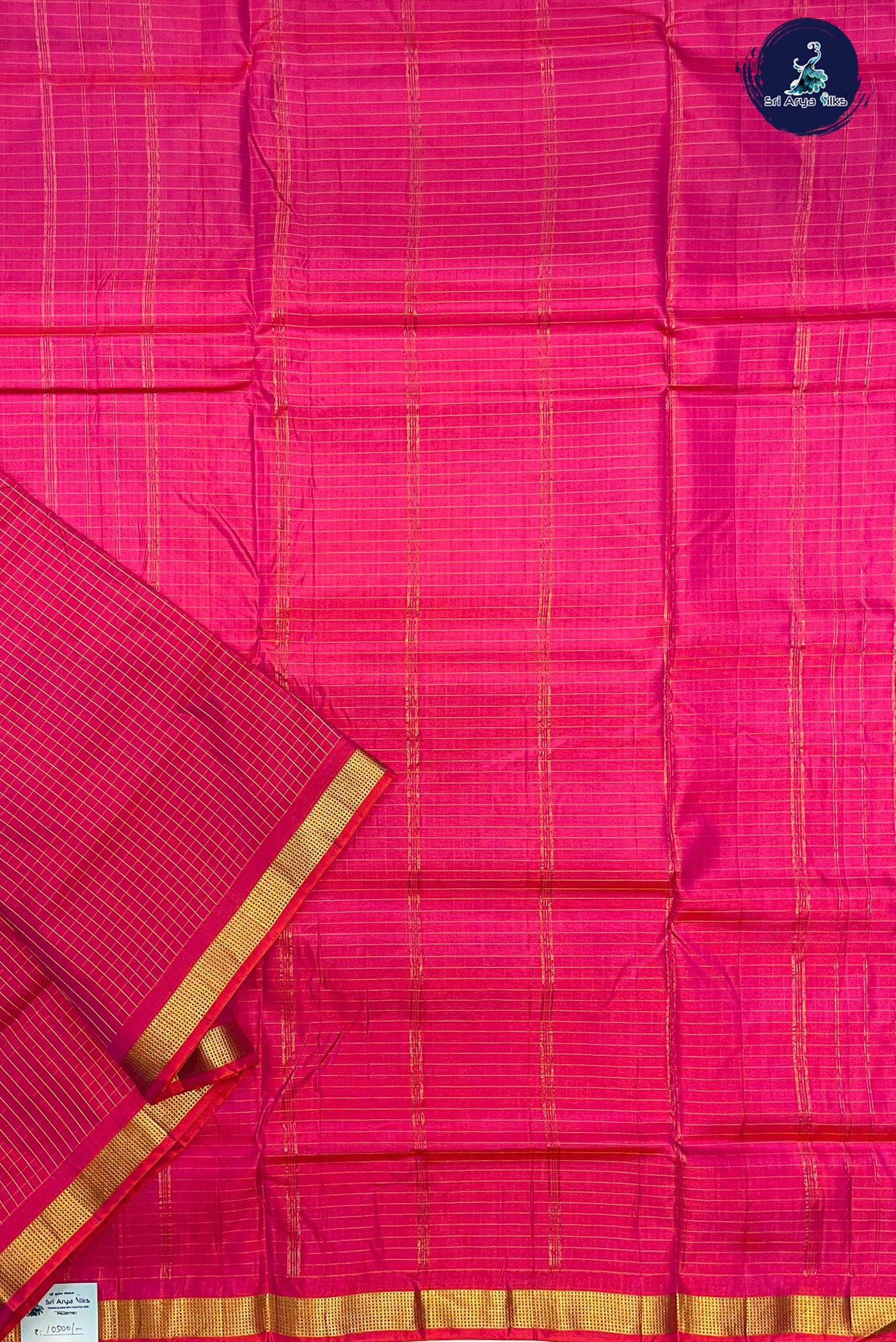 Rani Pink Madisar 10 Yards Silk Saree With Plain Pattern