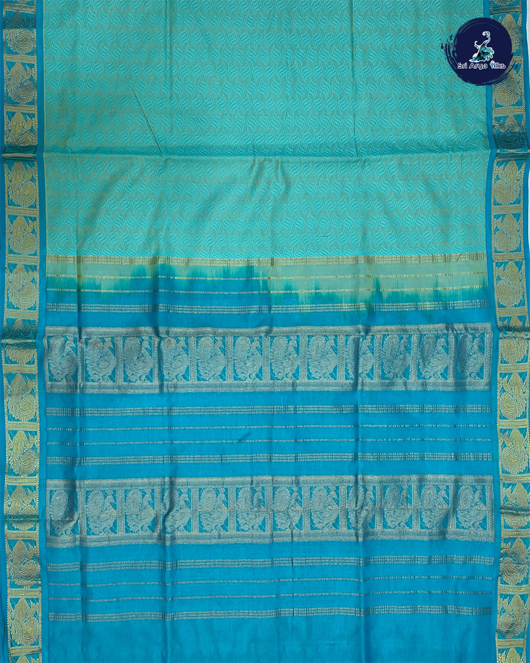 Ice Blue and Blue Semi Silk Cotton Saree