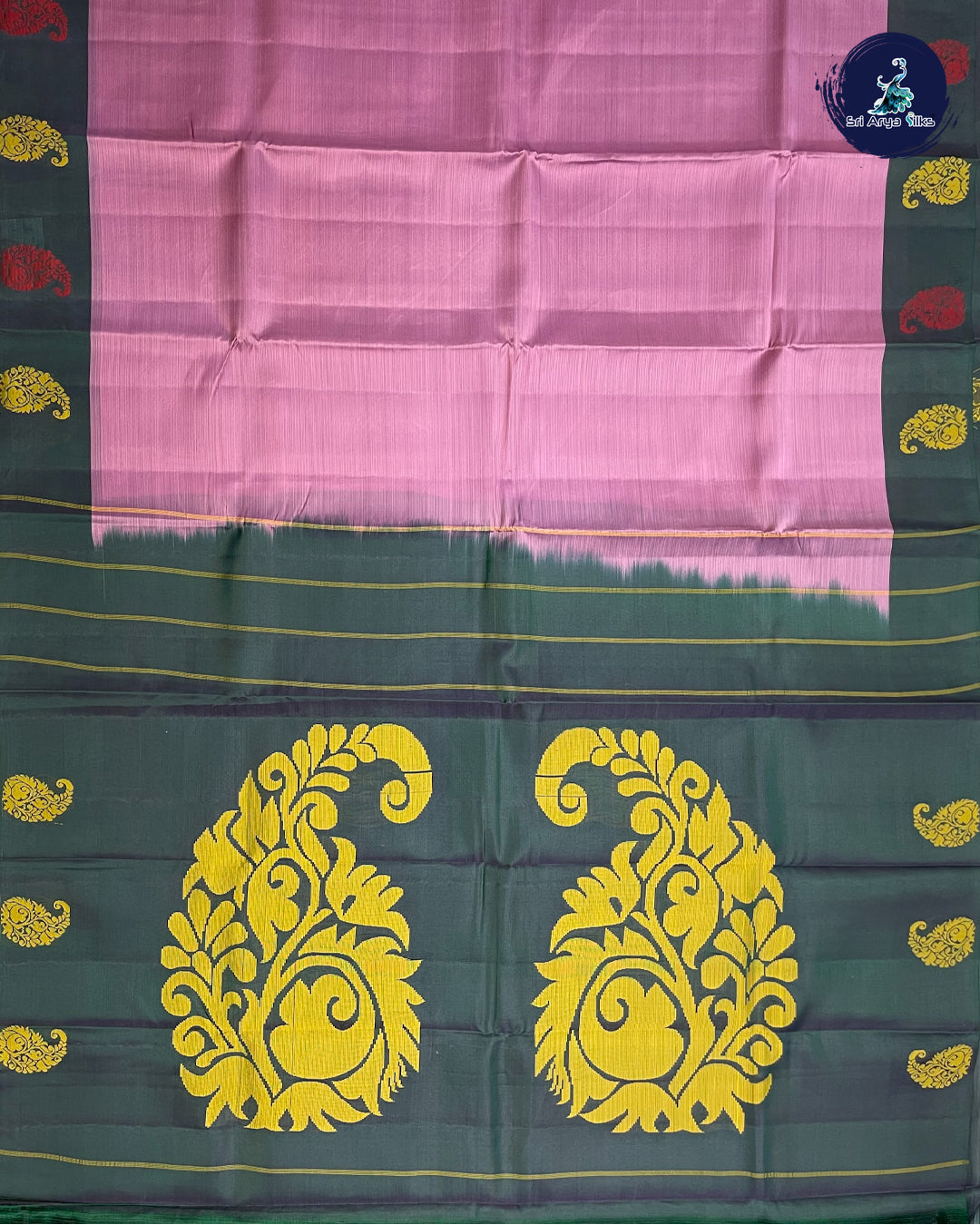 Dark Lavender and Green Pure Kanchipuram Silk Saree
