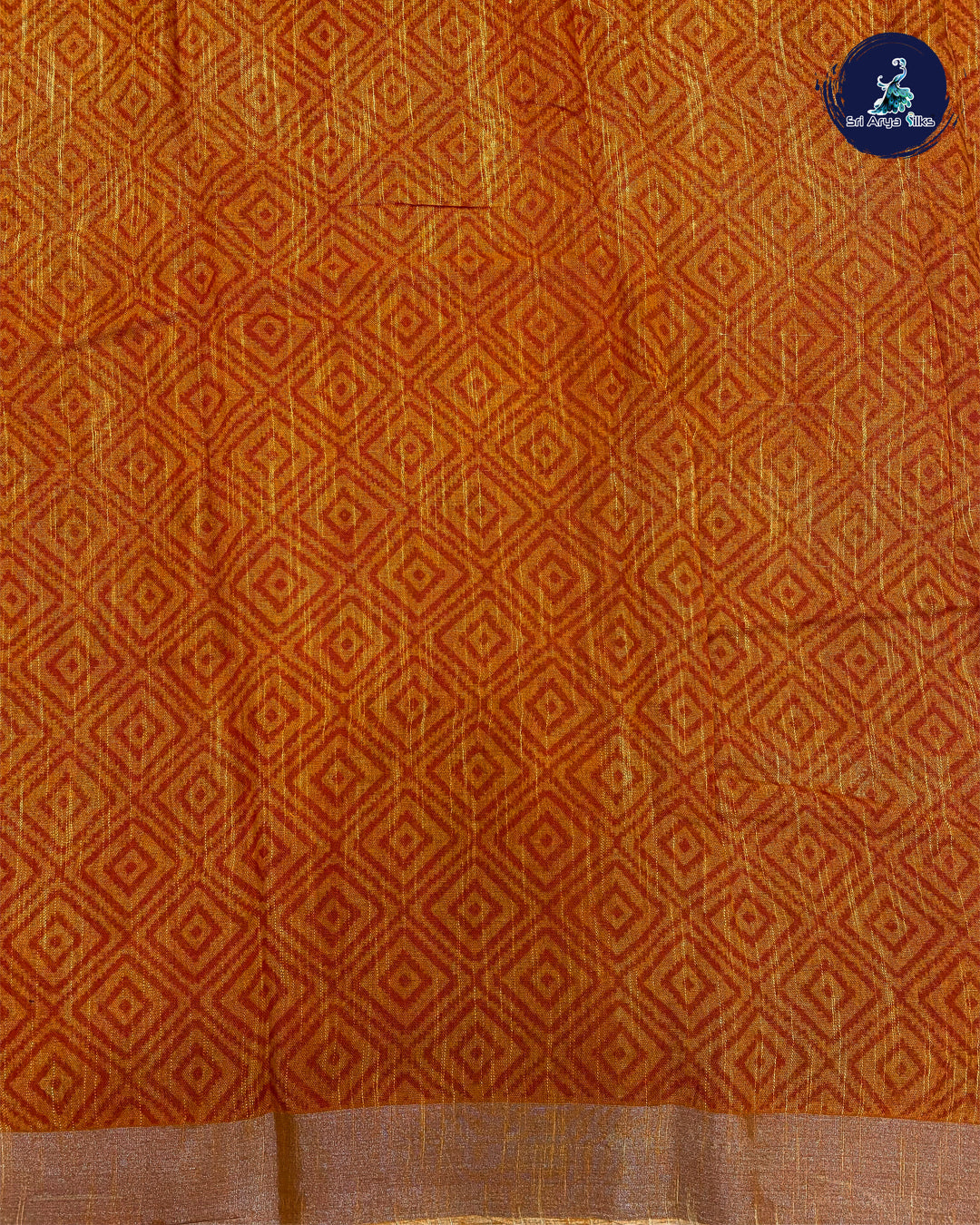 Red and Orange Linen Cotton Saree