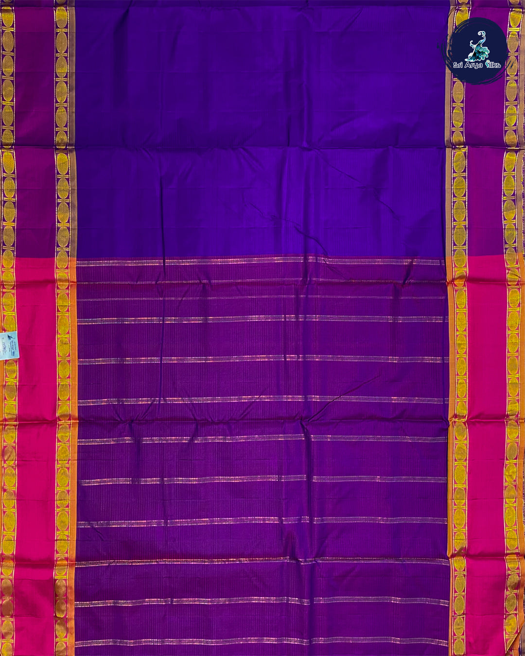 Blue and Purple Pure Kanjivaram 10yards Silk Madisar Saree