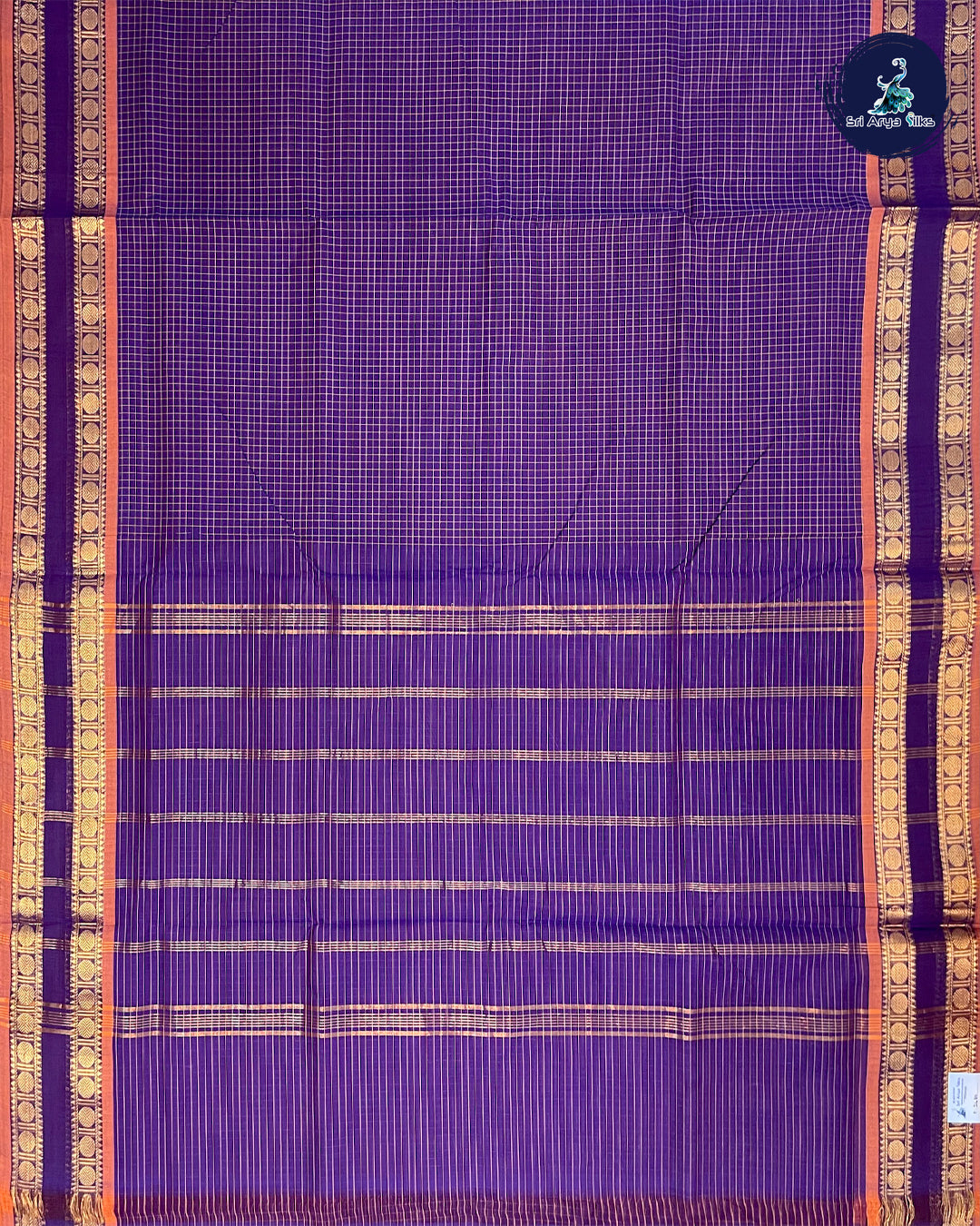 Violet and orange 10 Yards Madisar Cotton Saree