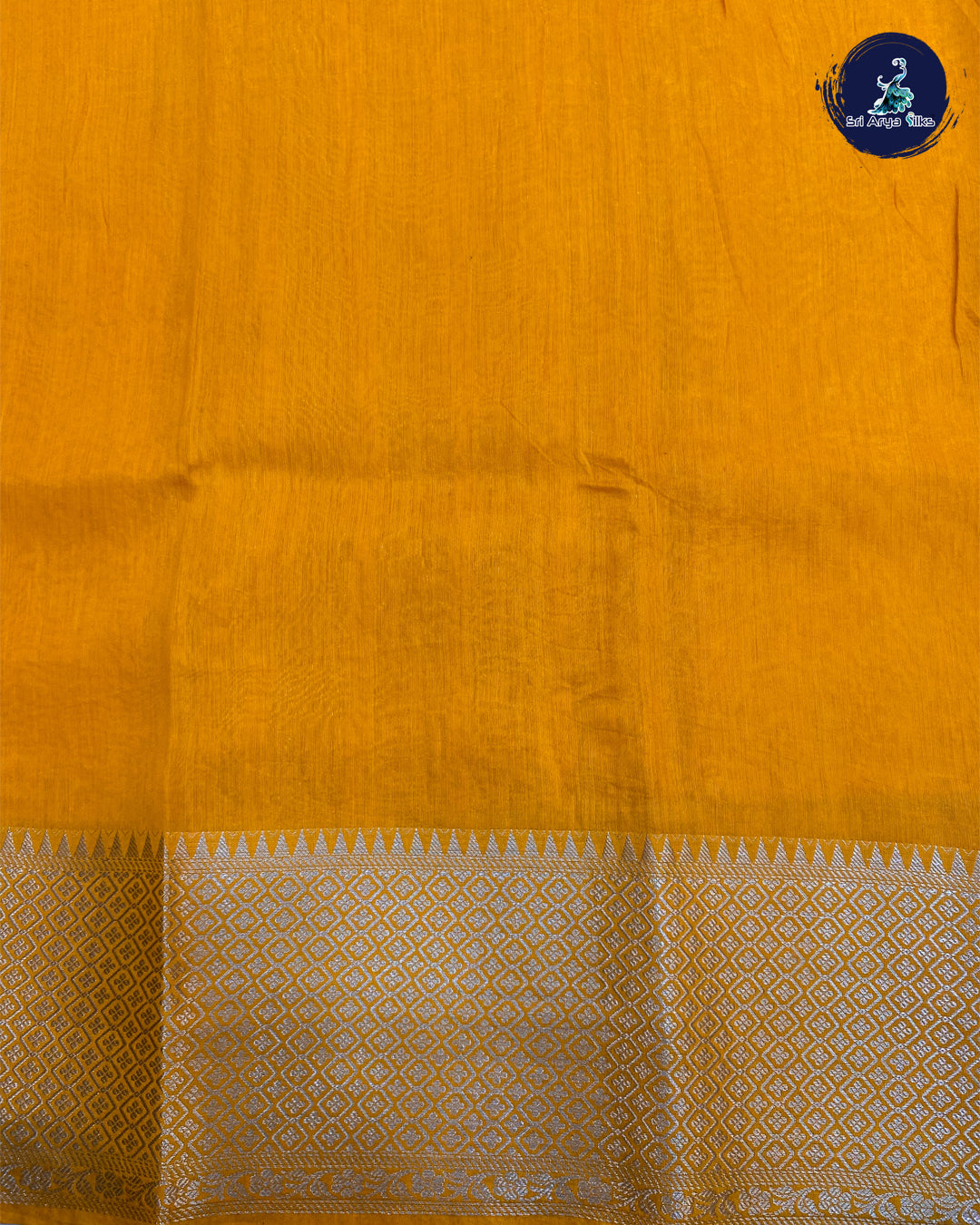 Yellow And Cream printed Semi Dola saree