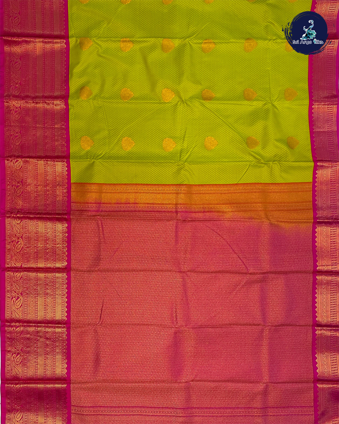 Semi Kanchipuram Silk Saree Green and Pink
