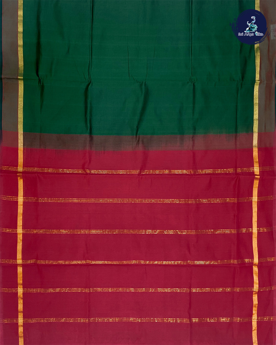 Dark Green and Maroon Semi Silk Cotton Saree