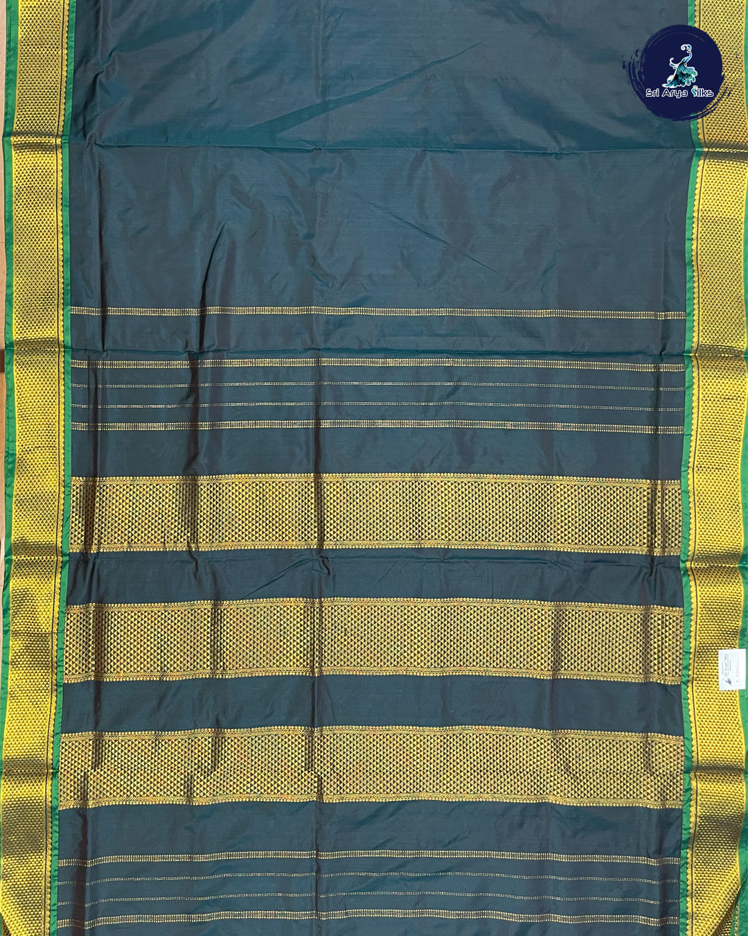 Peacock Blue Dual Shade 10 Yards Half Pure Kanchipuram Silk Saree