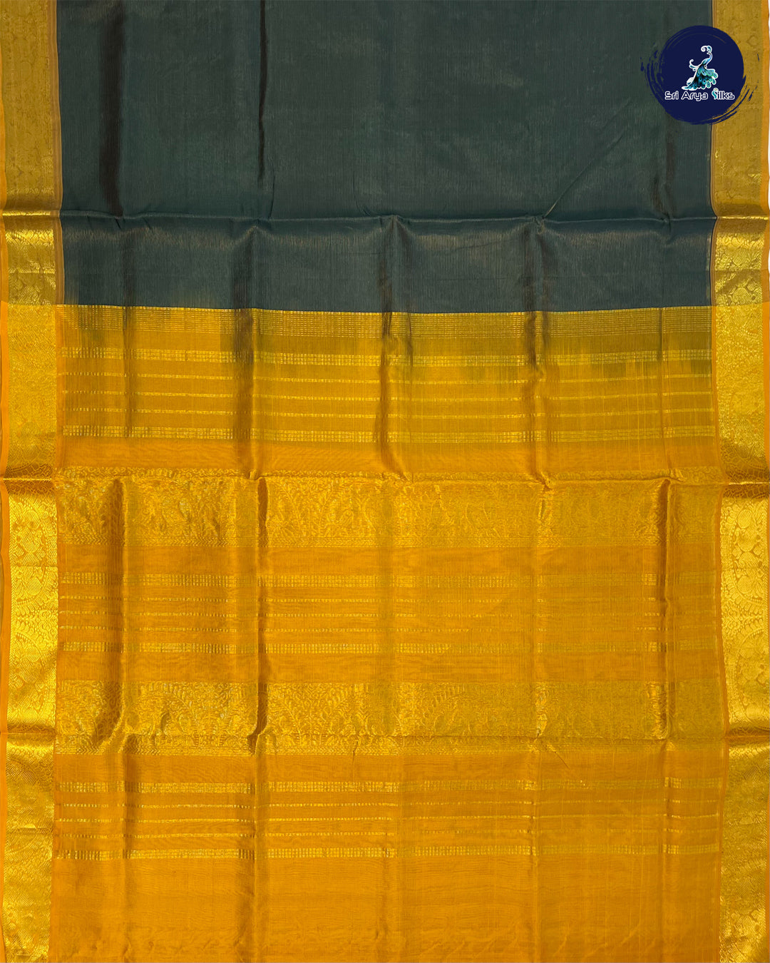 Bottle Green and Mustard Handloom Vairaoosi Silk Cotton Saree