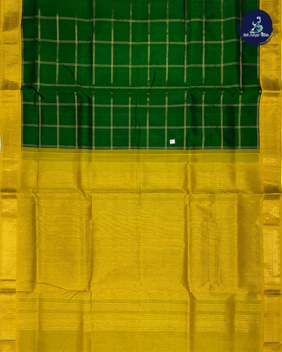 Bottle Green and Green Handloom Silk Cotton Saree