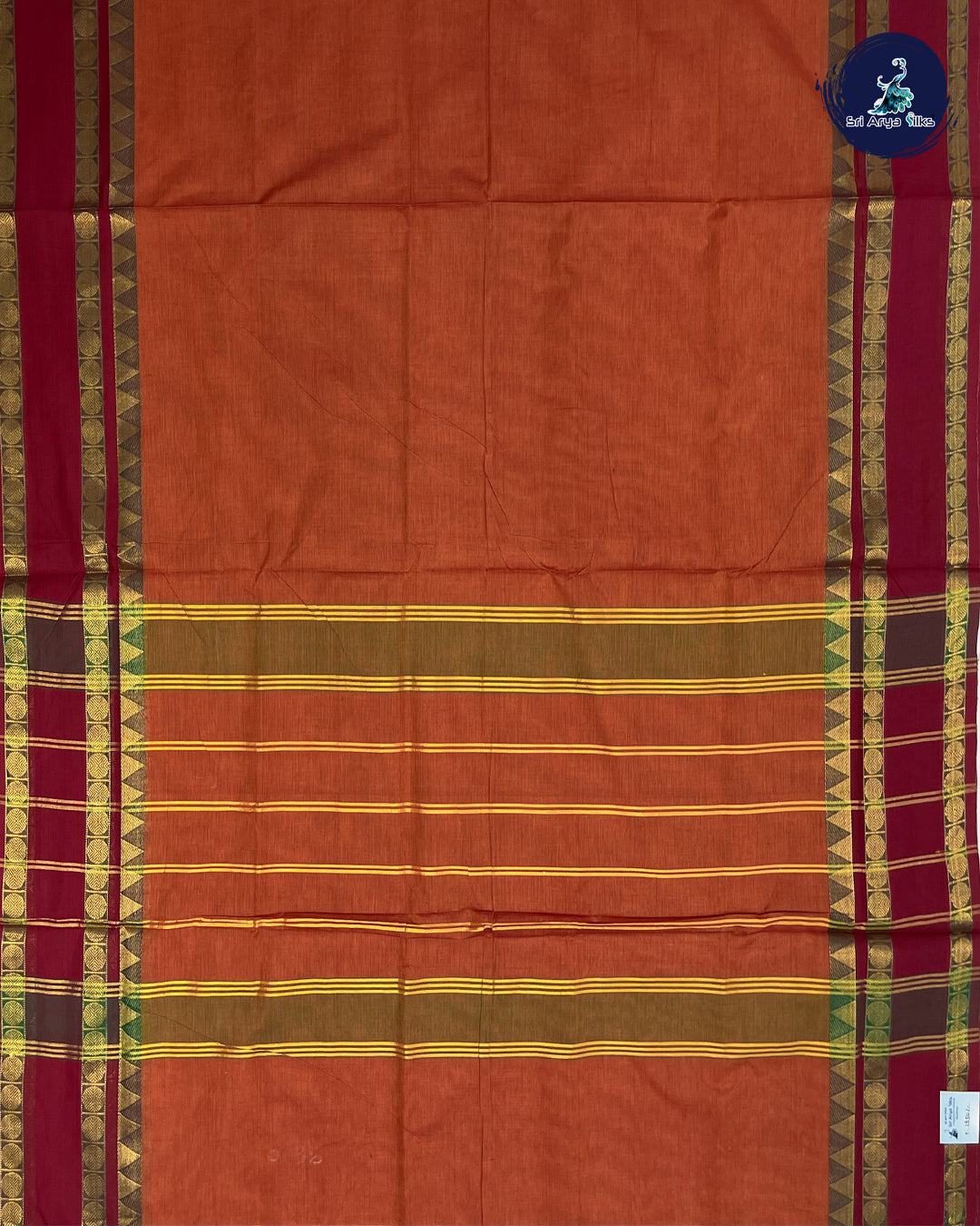 Brick and Maroon 10 Yards Madisar Pure Cotton Saree