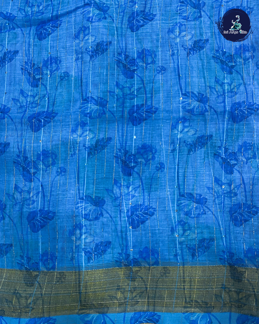 Baby Pink and Copper Sulphate Blue Linen Cotton Saree