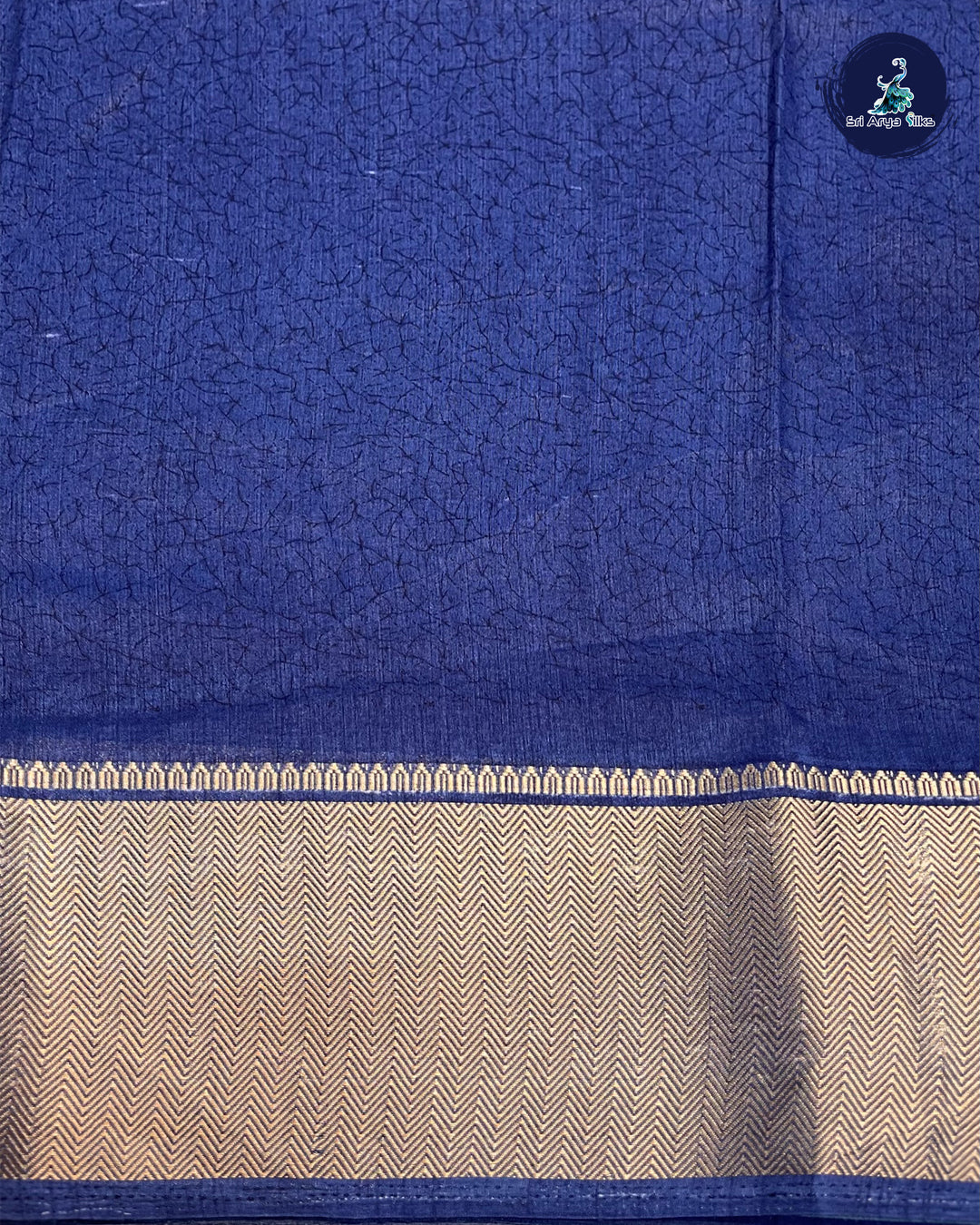 Blue and Navy Blue Printed Semi Tussar Saree