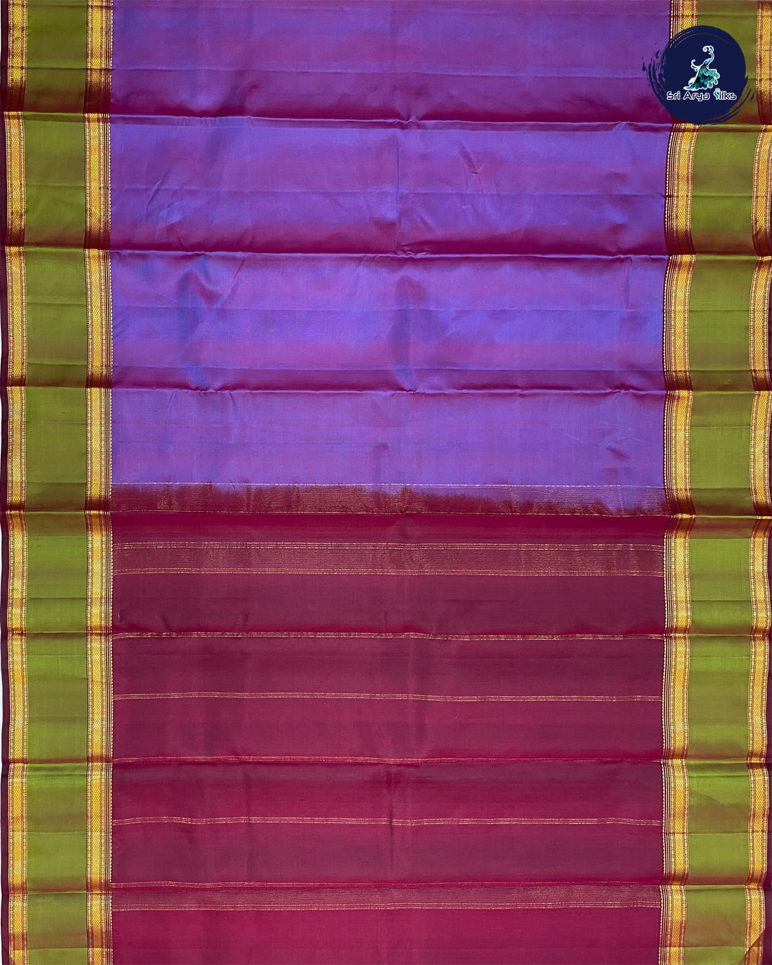 Dual Tone Purple Traditional Silk Saree With Wine Blouse & Buttas Pattern