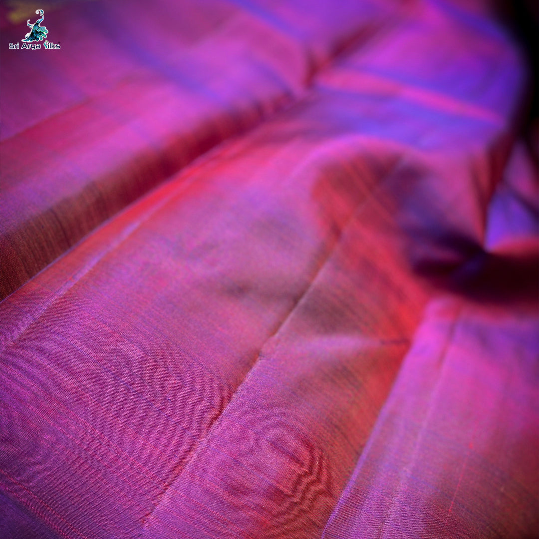 Mango Yellow and Purple Half and Half Pure Kanchipuram Silk Saree