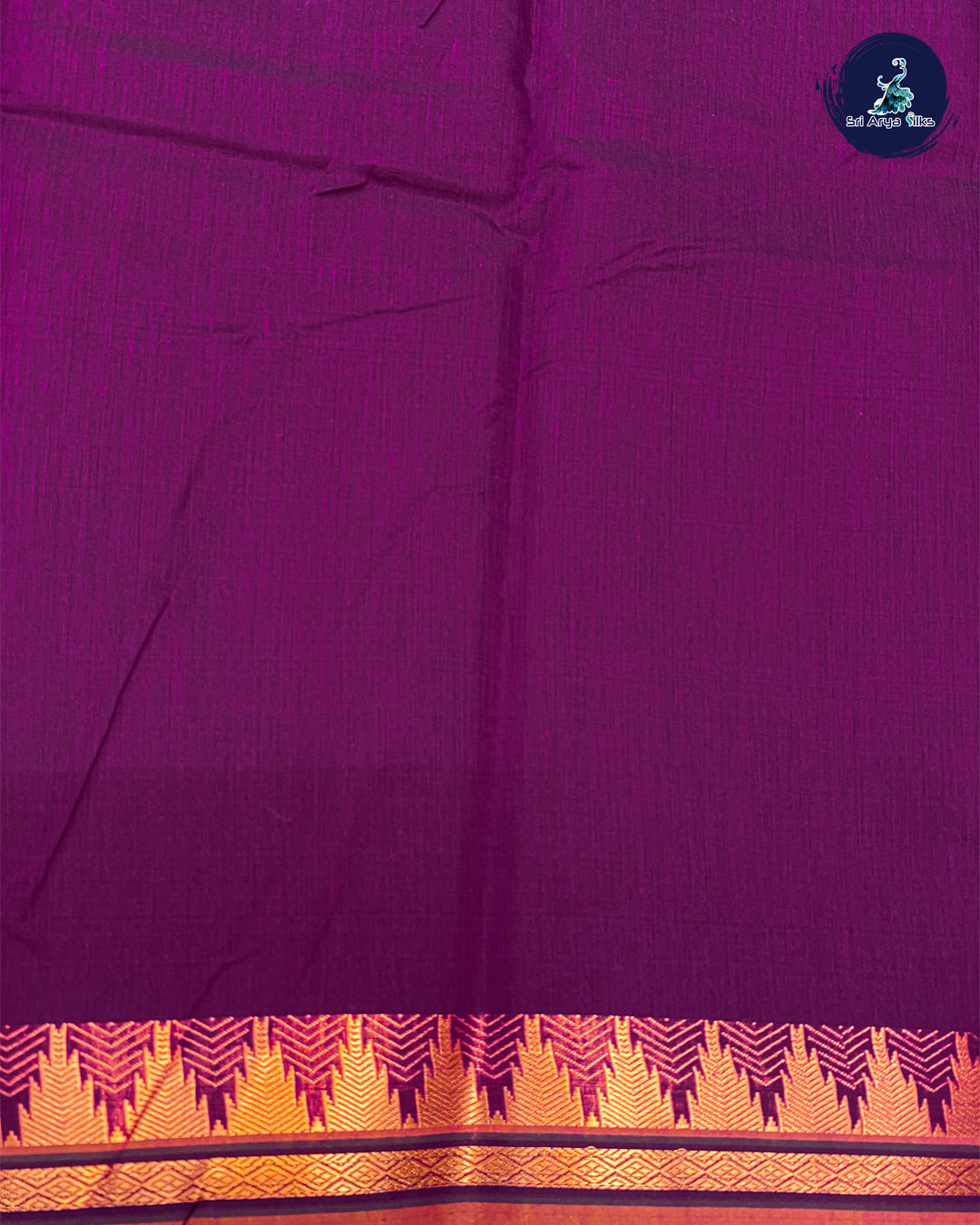 Wine Single Tone Semi Silk Cotton Saree