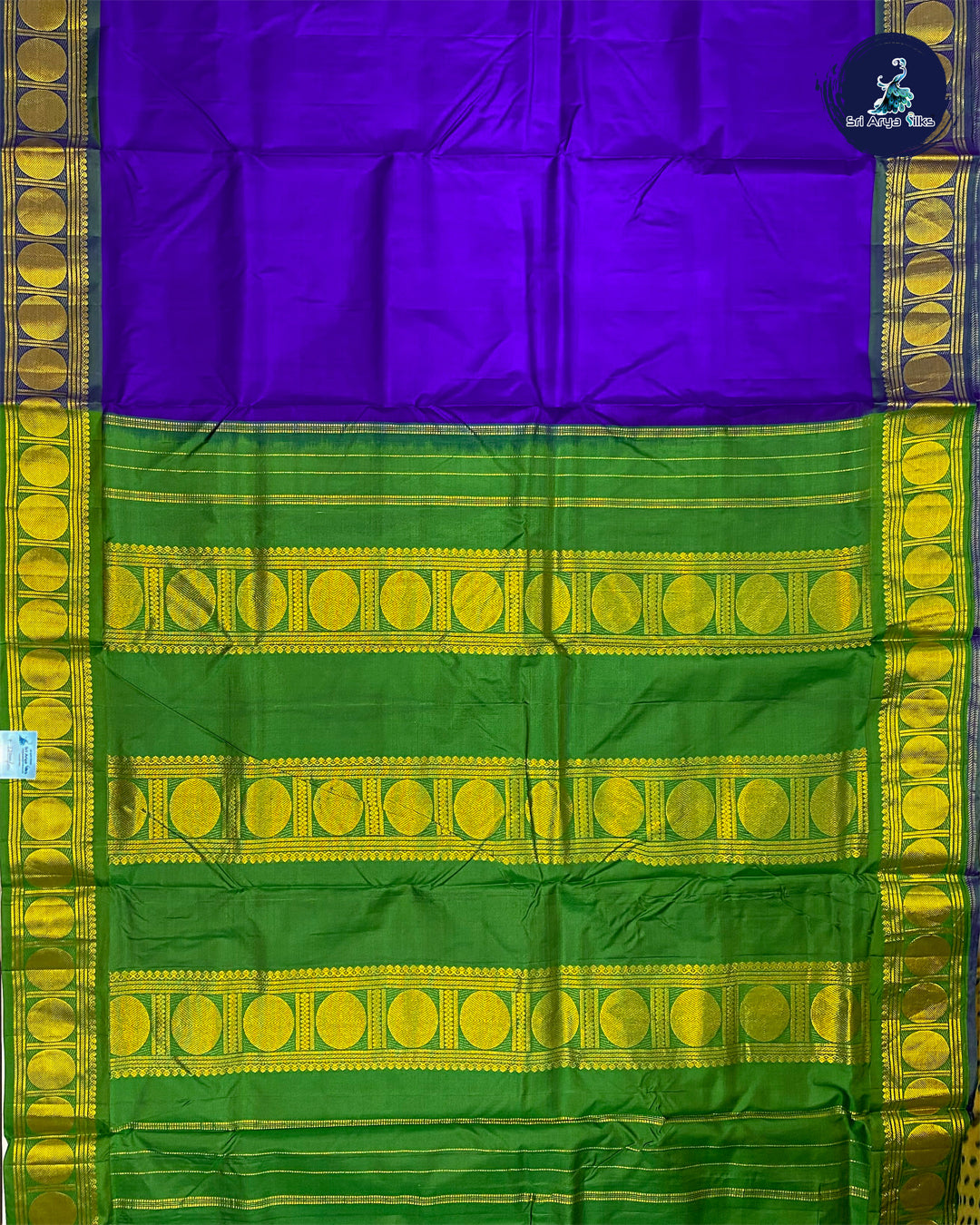Blue And Green Pure Kanjivaram 10yards Silk Madisar Saree
