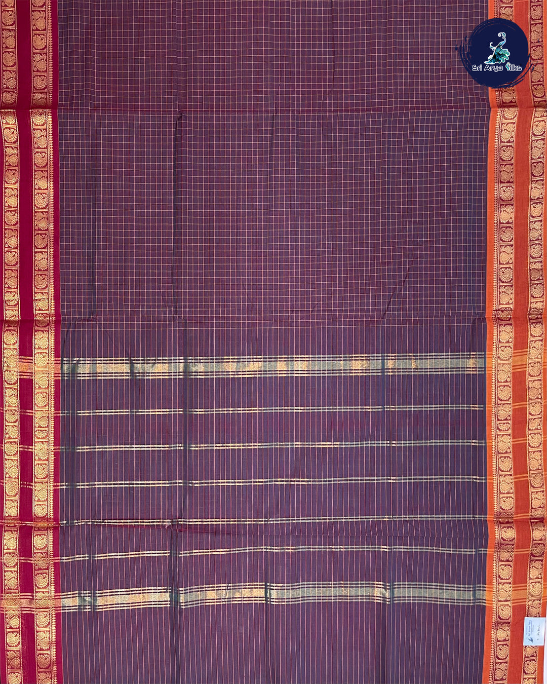 Purple and Maroon 10 Yards Madisar Cotton Saree