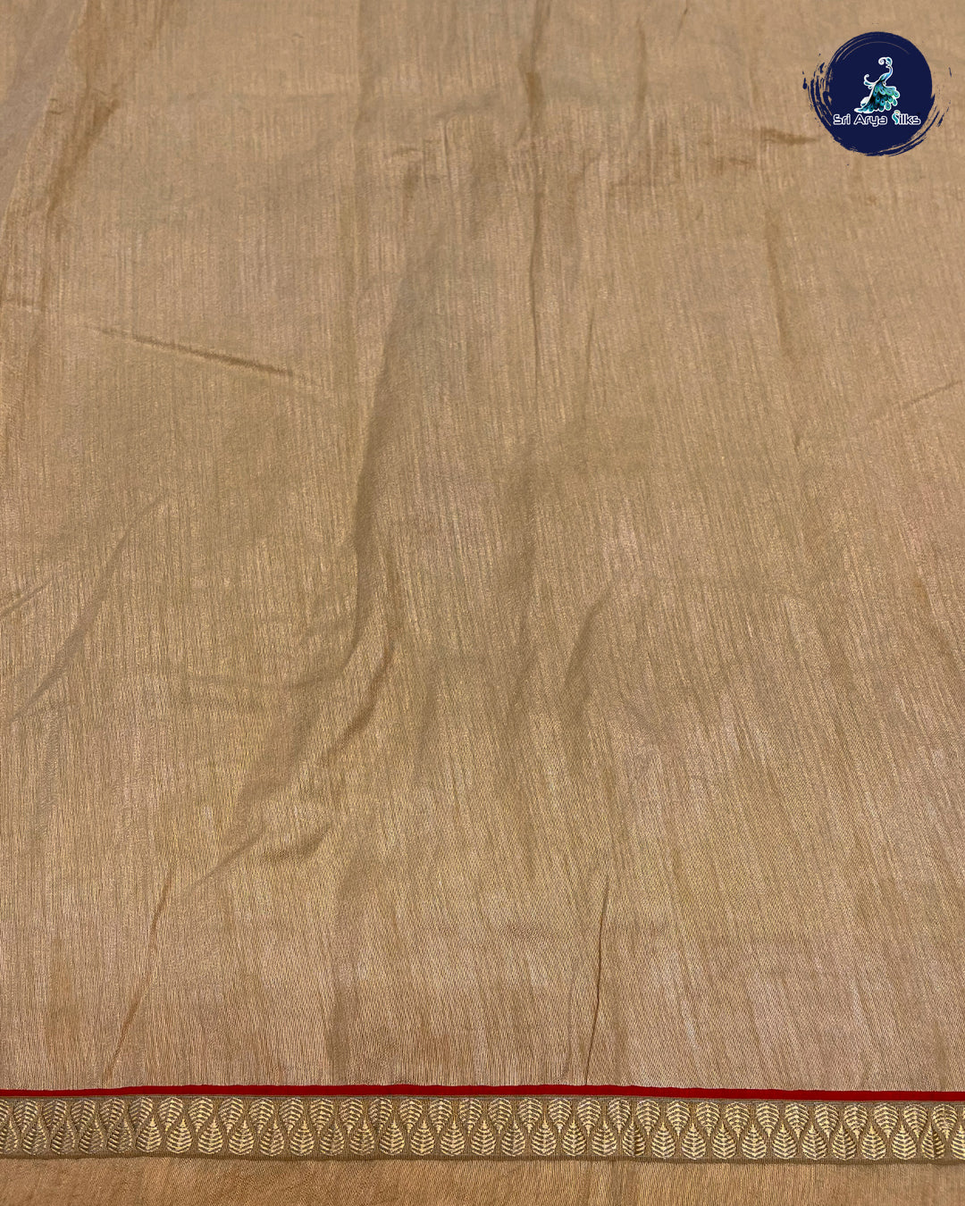 Light Brown and Red Semi Chiffon Saree