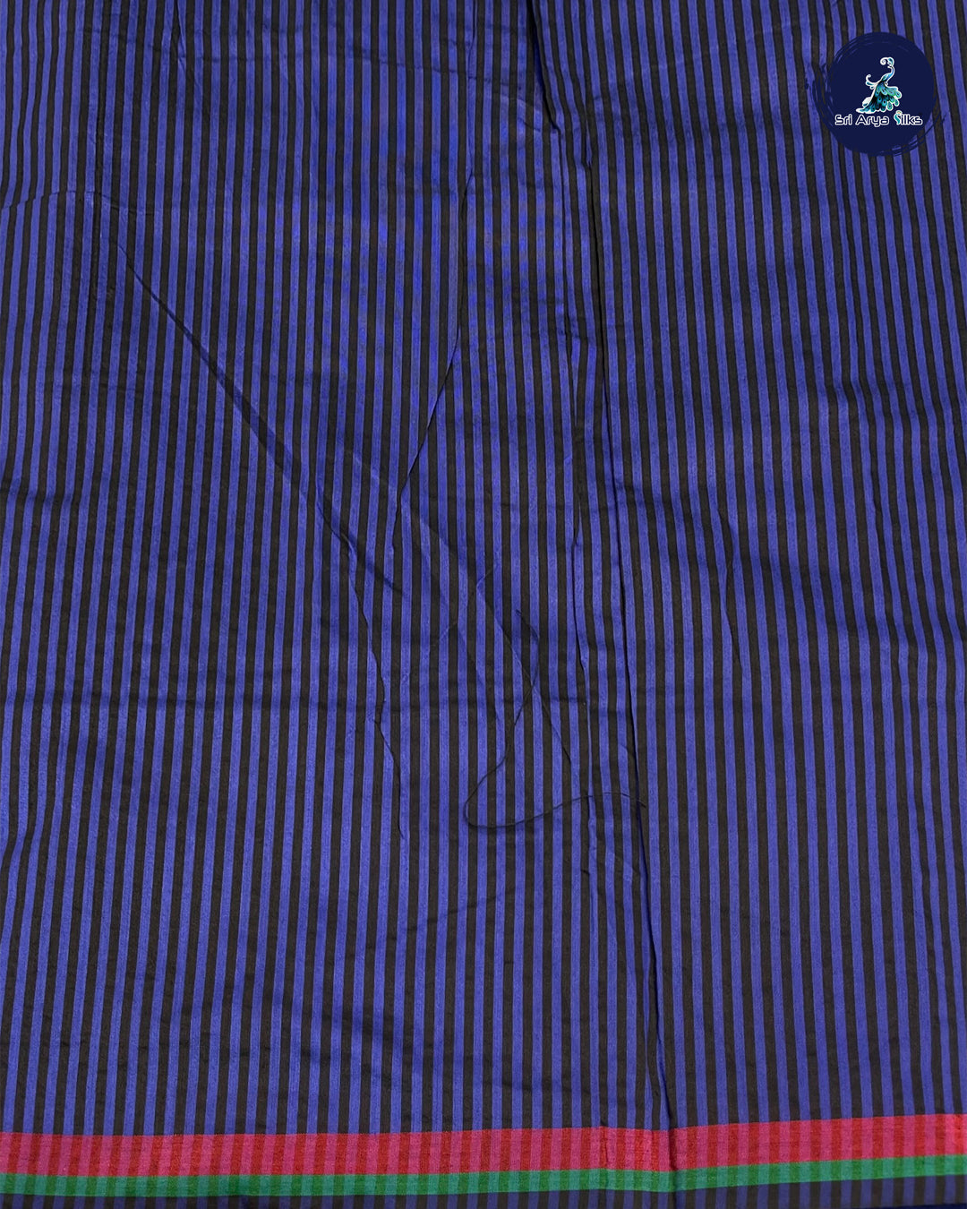 Black and Blue Semi Raw Silk Saree