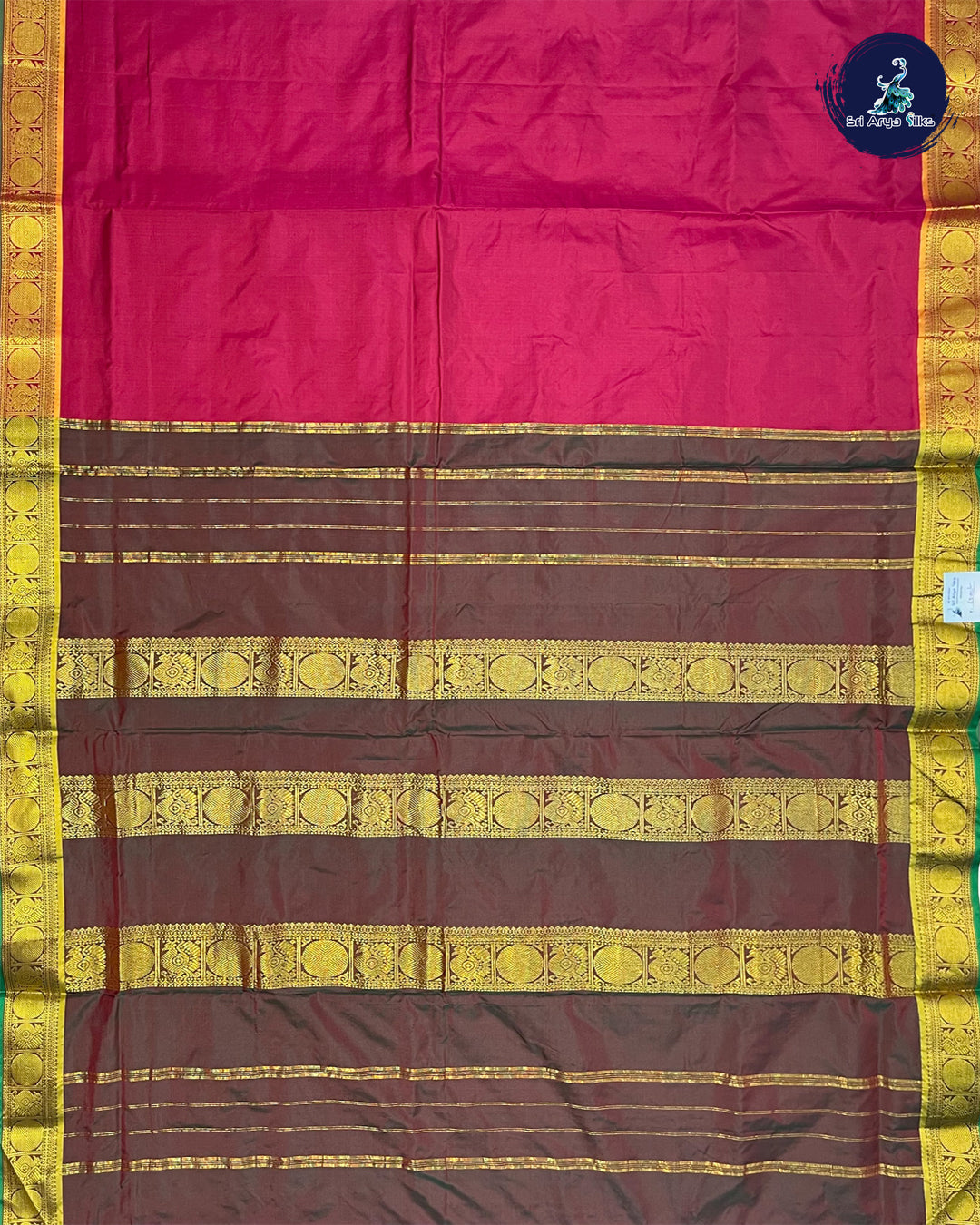 Maroon and Green Shade 10 Yards Half Pure Kanchipuram Silk Saree