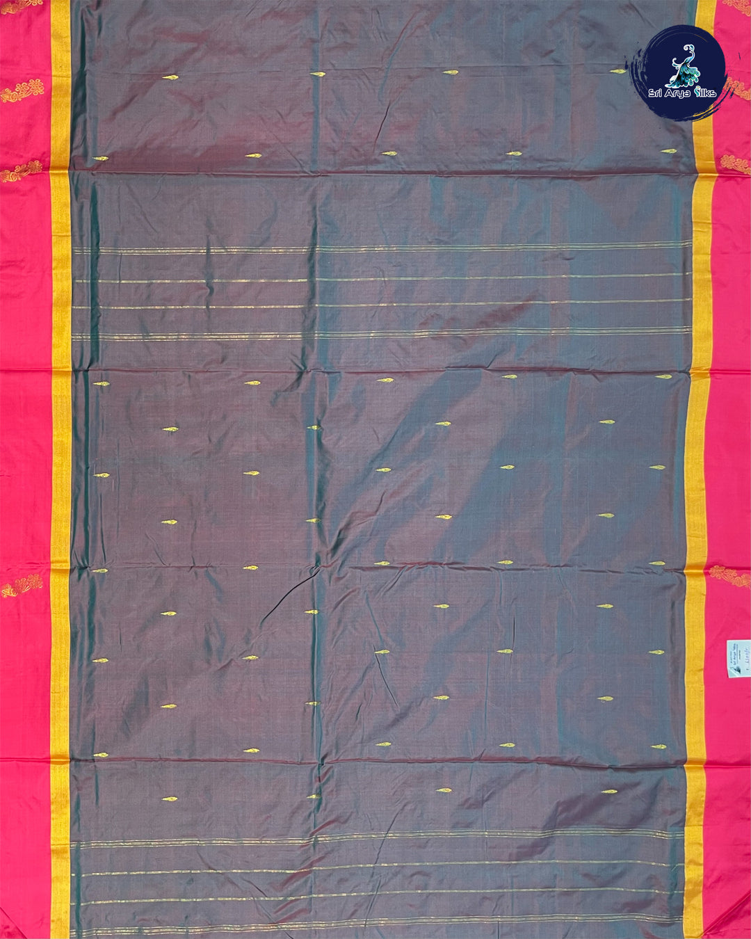 Purple and Pink Dual Shade 10 Yards Half Pure Kanchipuram Silk Saree