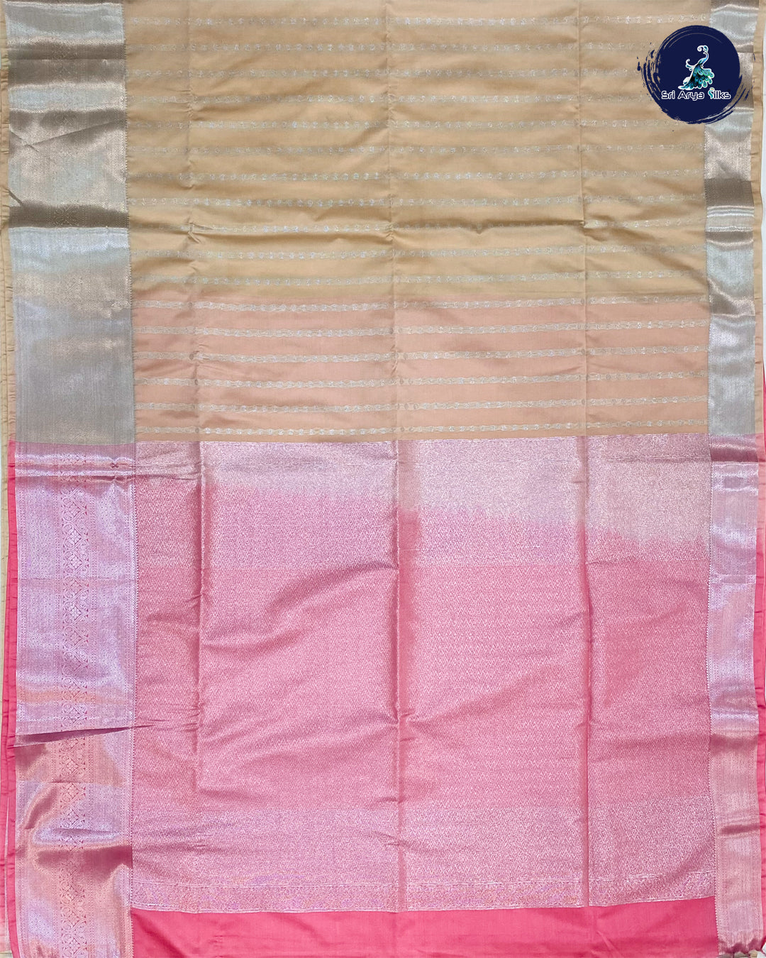Cream and Baby Pink - Semi Soft Silk Saree
