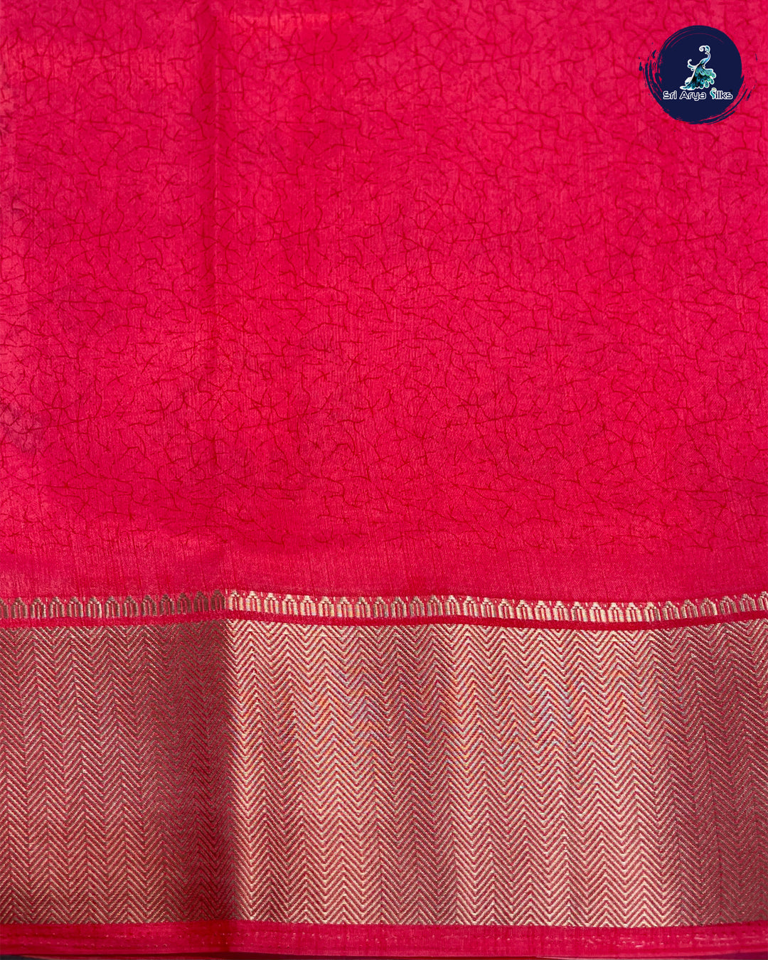 Baby Pink and Redish Pink Printed Semi Tussar Saree
