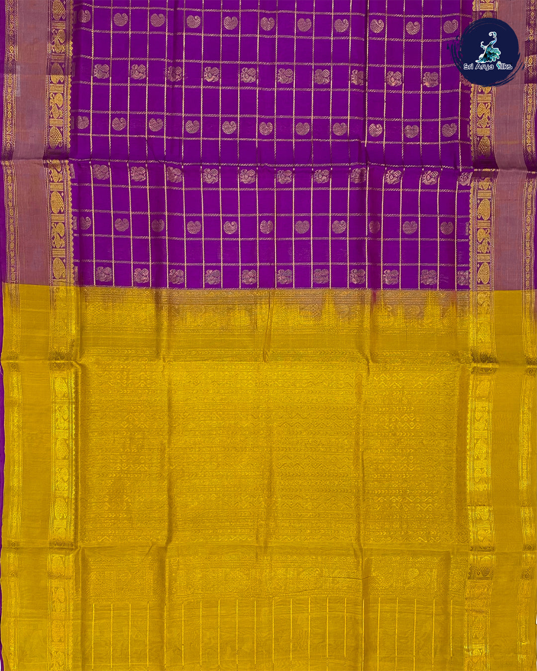 Purple and Yellow pure silk cotton saree