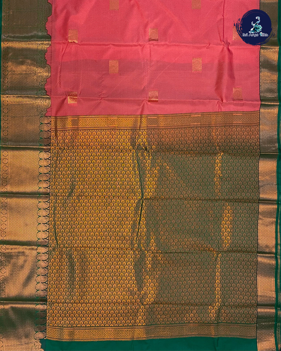 Semi Kanchipuram Silk Saree Pink and Green