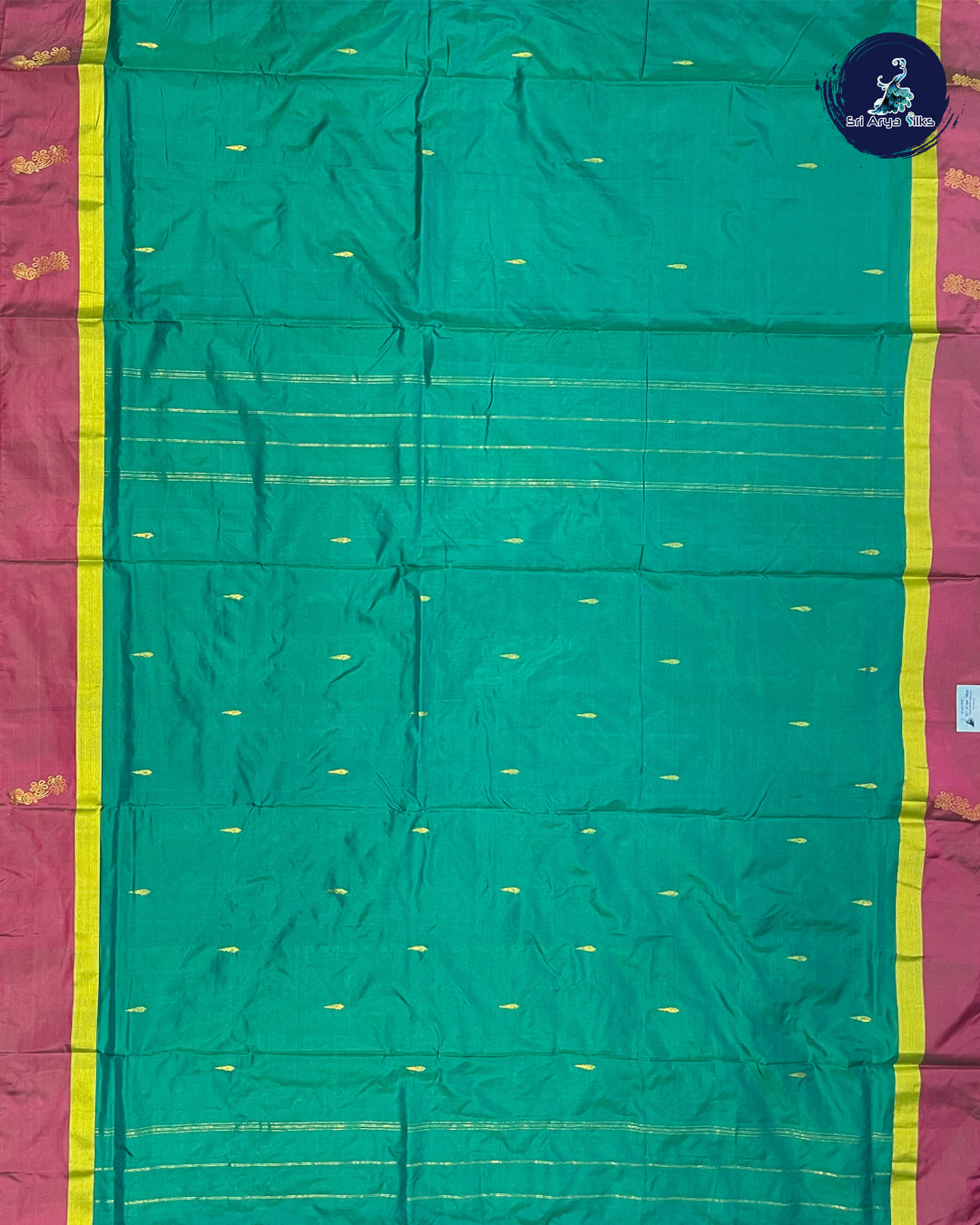 Light Green and pink Dual Shade 10 Yards Half Pure Kanchipuram Silk Saree