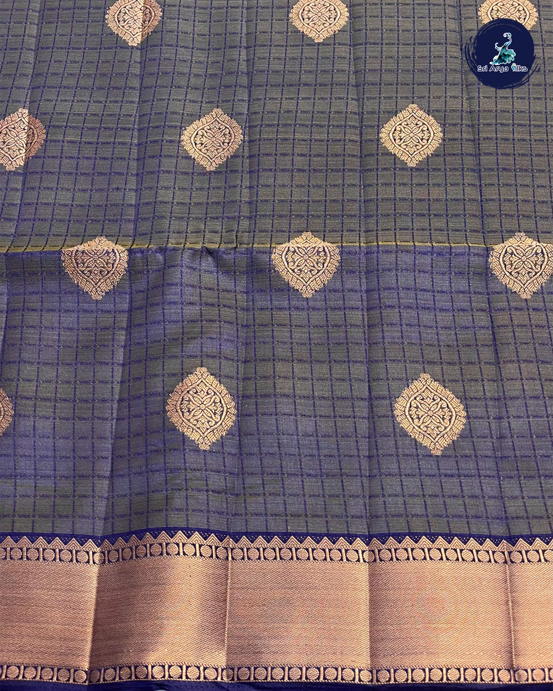 Navy Blue Semi Tussar Saree