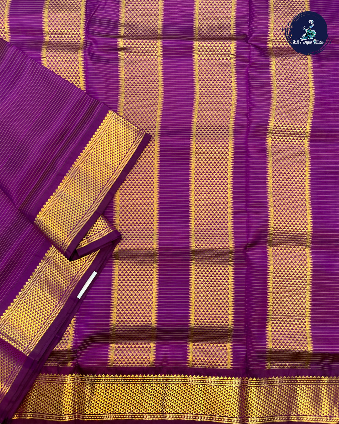 Purple Madisar 10Yards Pure Kanchipuram Handloom Silk Saree