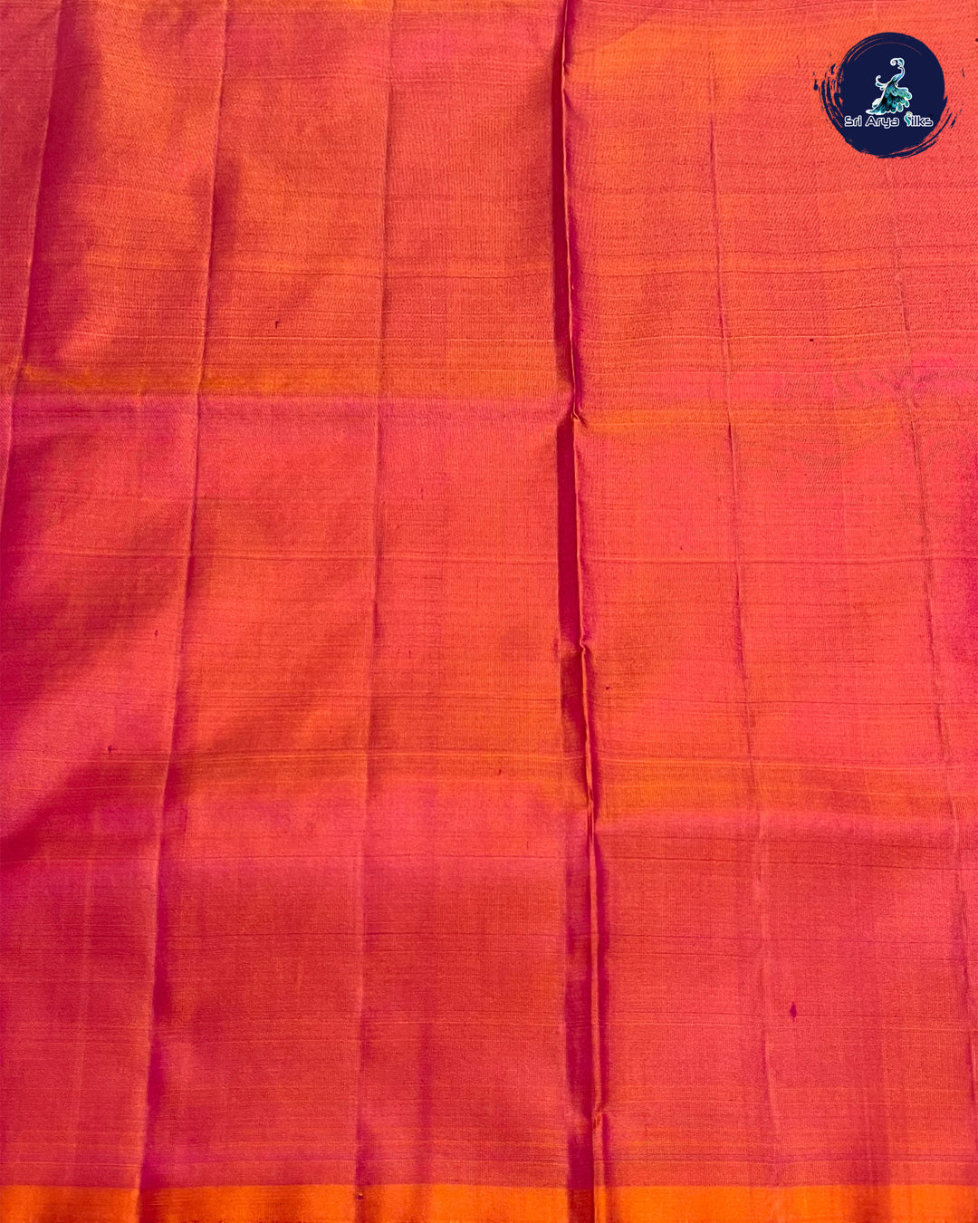 MS blue and Sun Set Orange Soft Silk handloom Saree