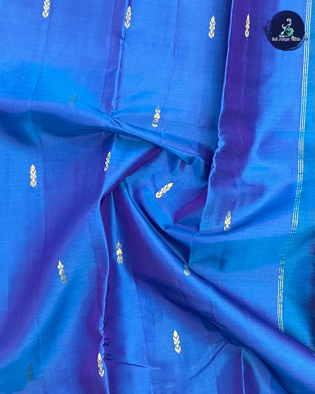 M S Blue and Navy Blue Pure Kanchipuram Silk Saree