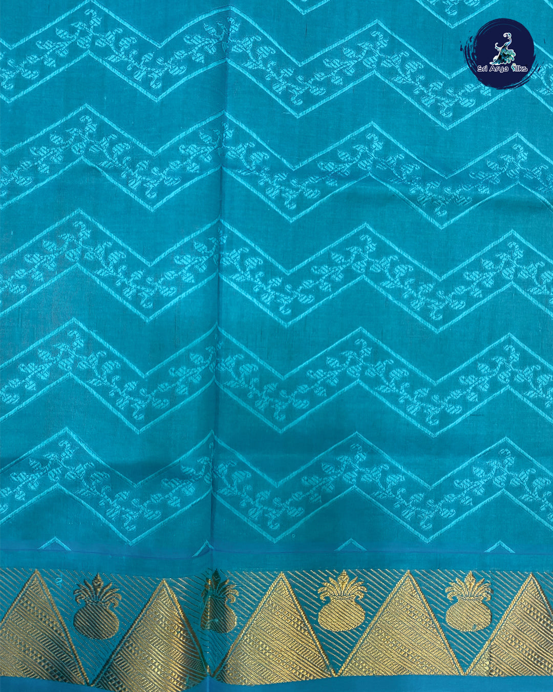Green and Sky Blue Semi Silk Cotton Saree