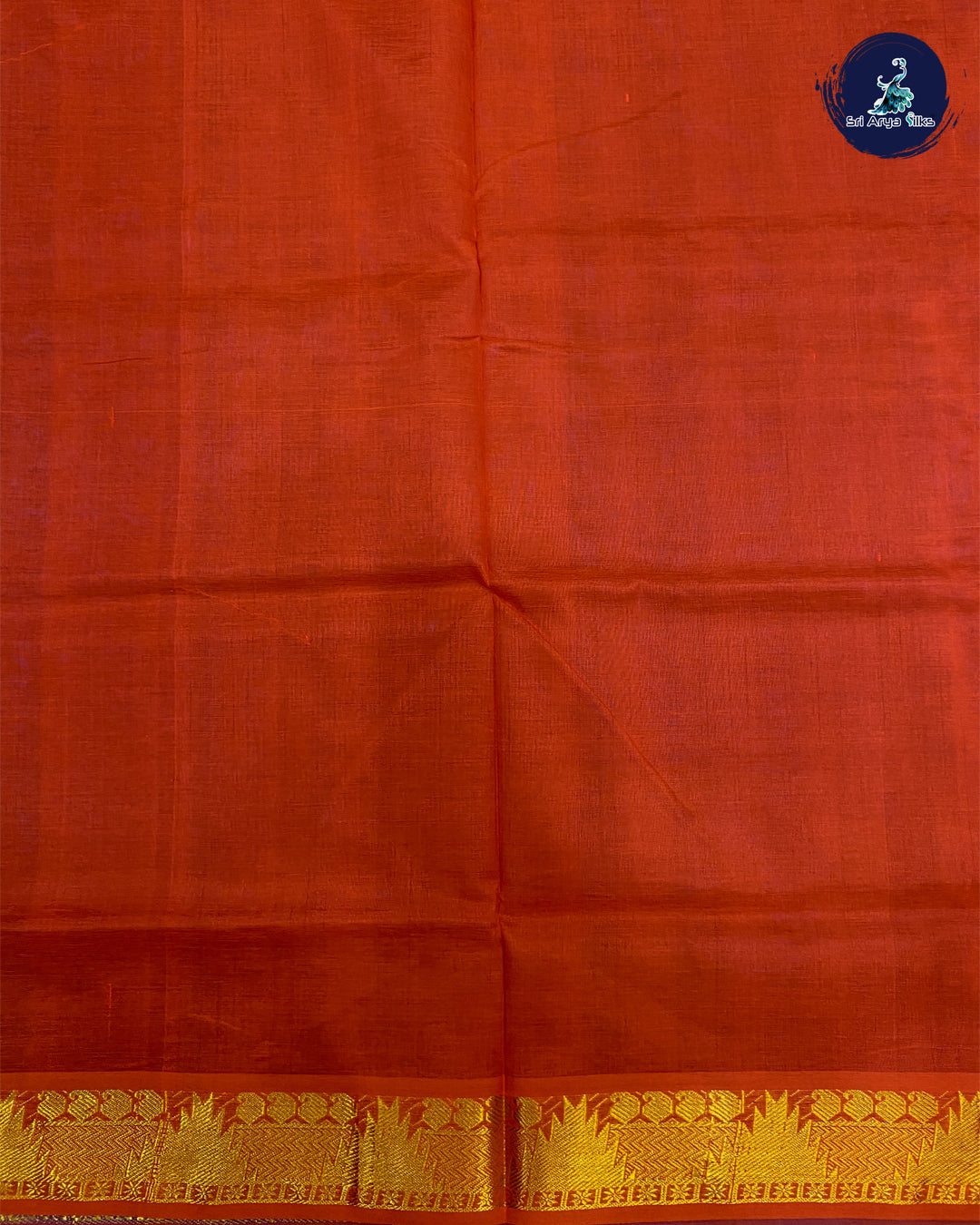 Navy Blue and Brick Handloom Silk Cotton Saree