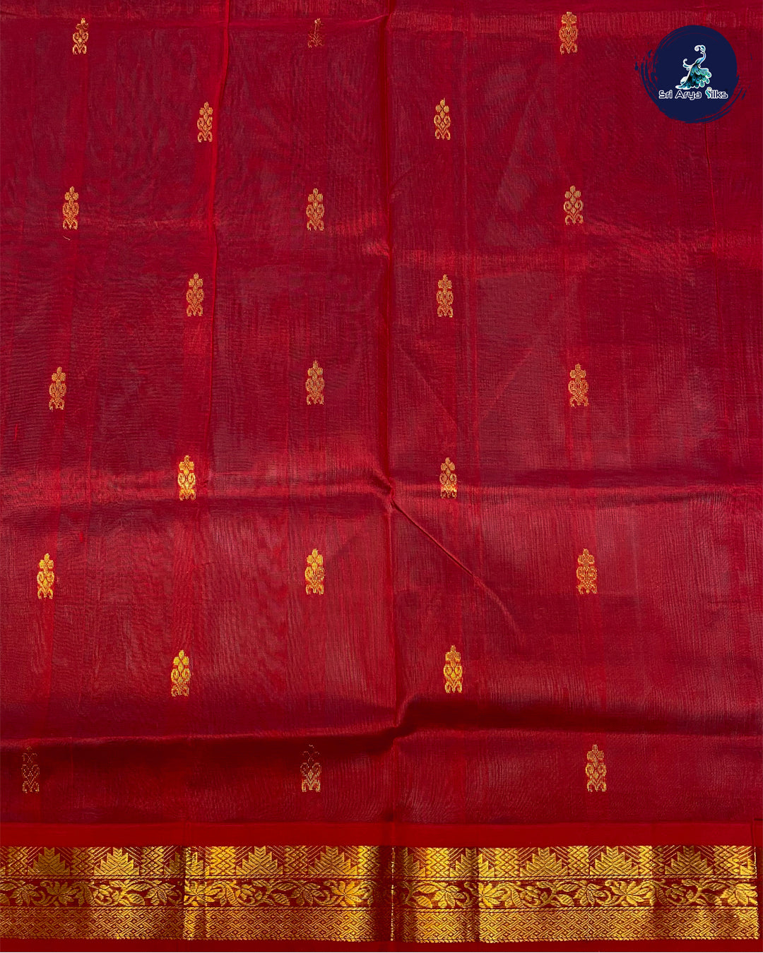 Teal and Red Handloom Korvai Silk Cotton saree