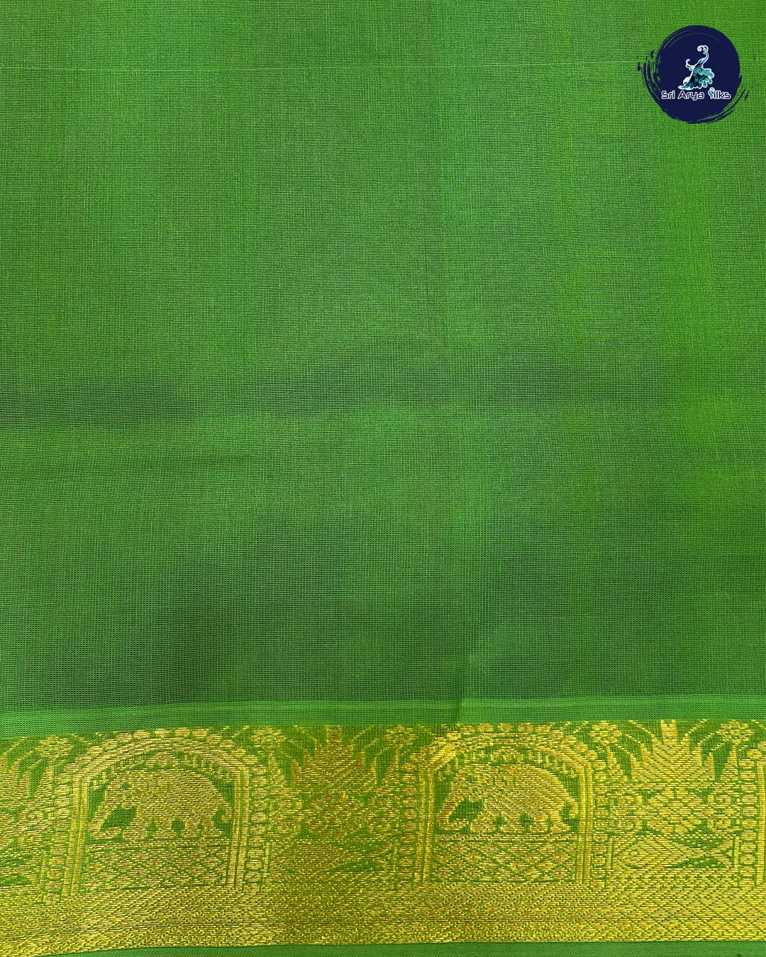 Brinjal and Green Silk cotton Saree