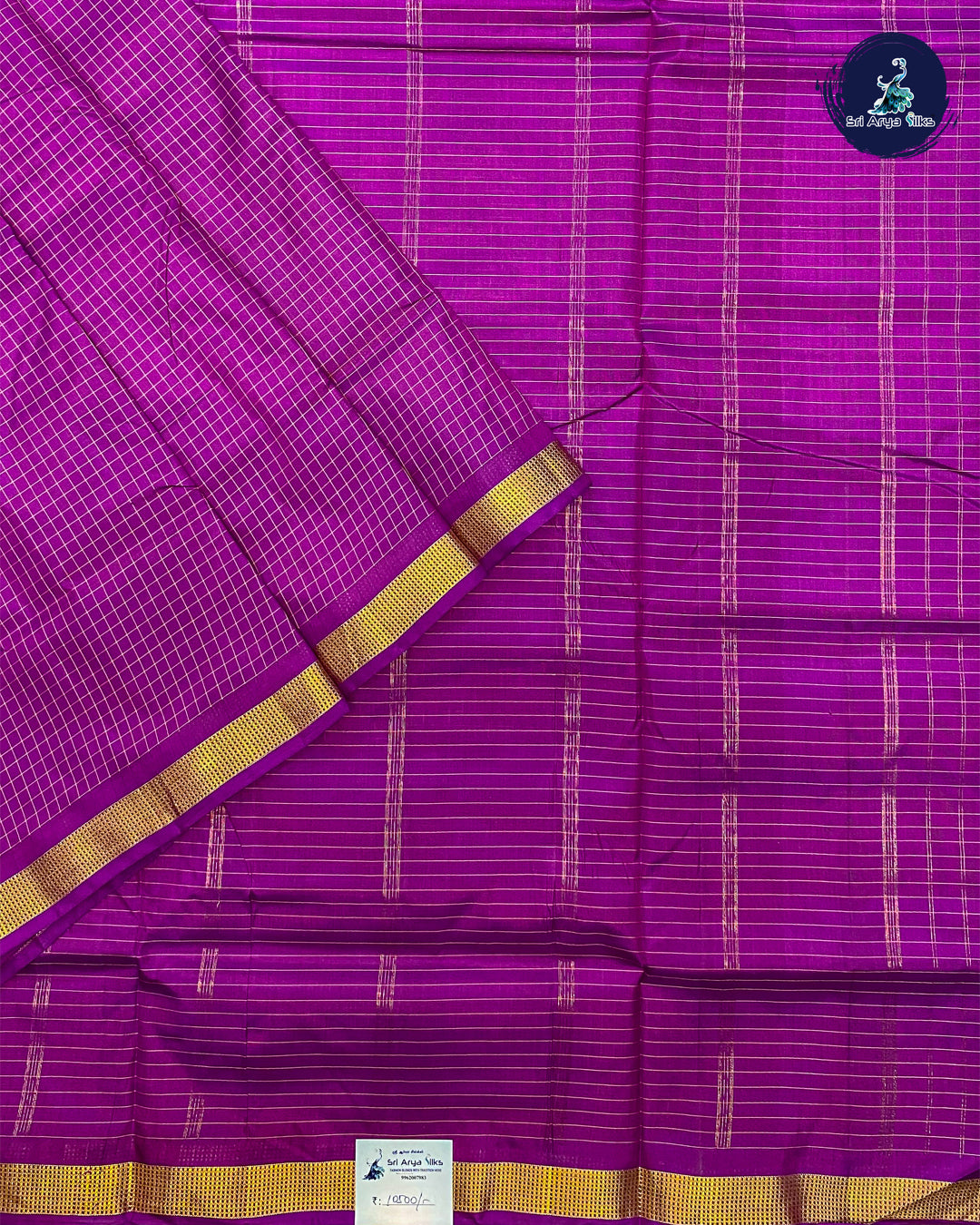 Purple Pure Kanjivaram 10yards Silk Madisar Saree