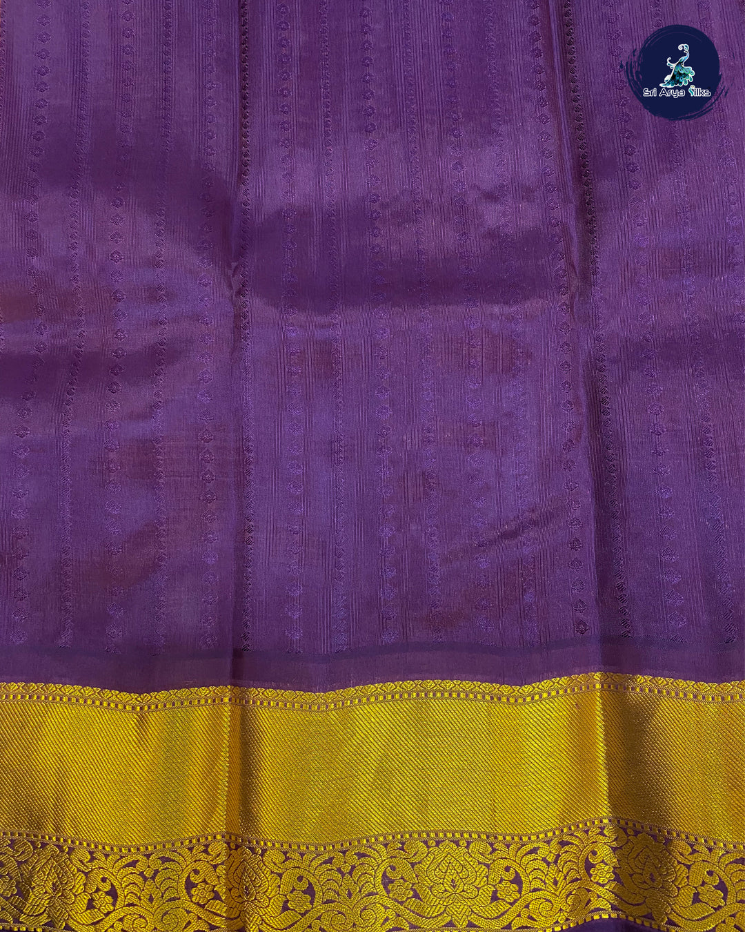 Mustard and Purple Kanchipuram Half Pure Silk Saree