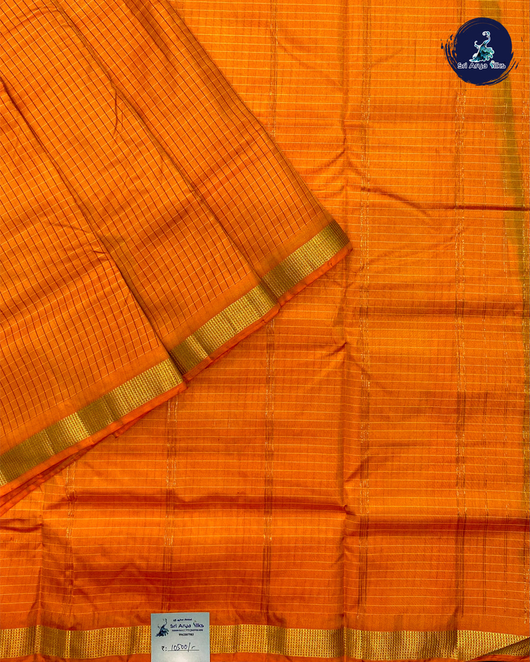 Orange Pure Kanjivaram 10yards Silk Madisar Saree